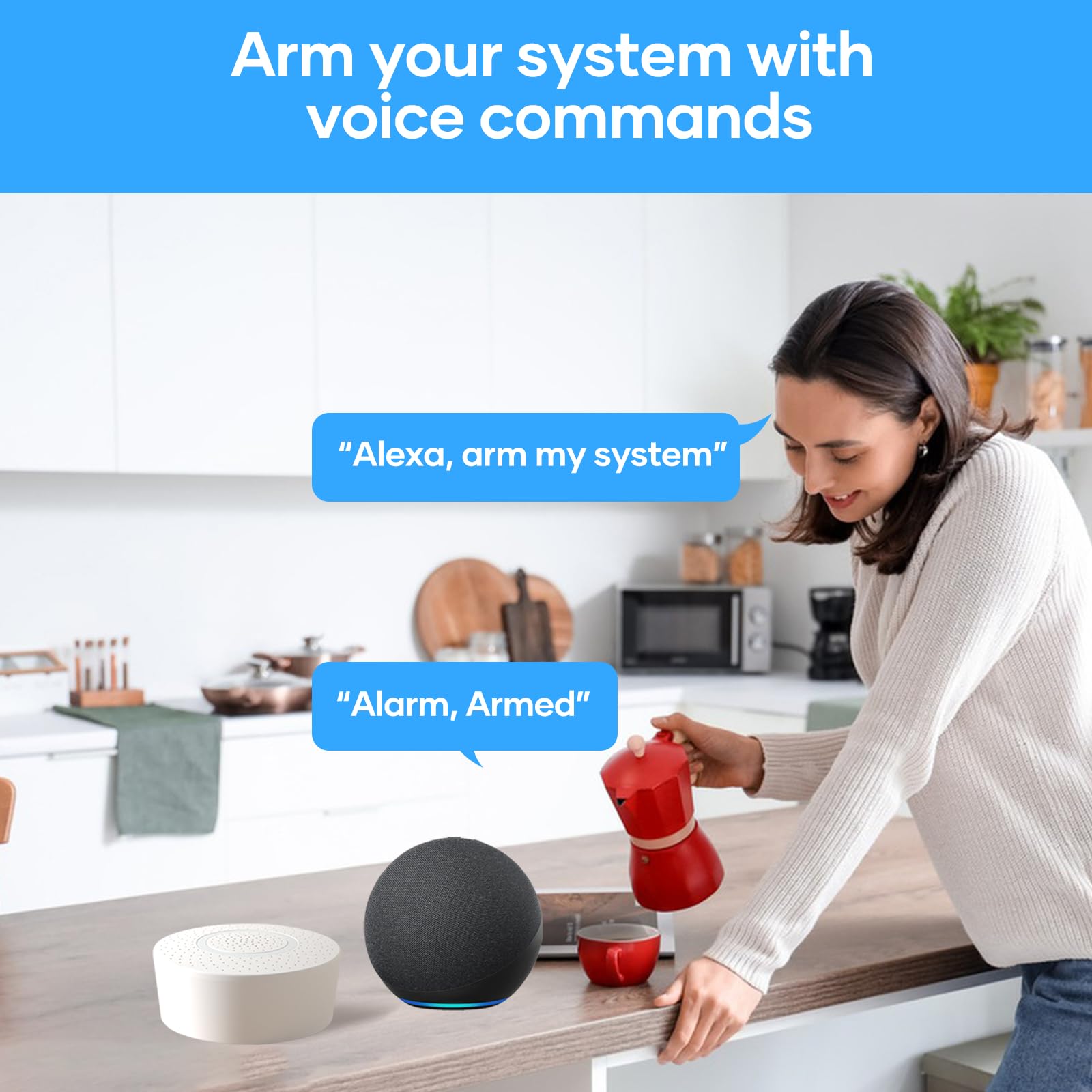 AGSHOME 15-Piece Wireless Home Alarm - Home Burglar Alarm - DIY with Wi-Fi & App Notifications - Includes Siren, 10 Sensors, 2 Remote Controls, 1 Motion Sensor, 1 Keyboard, Compatible with Alexa - 4