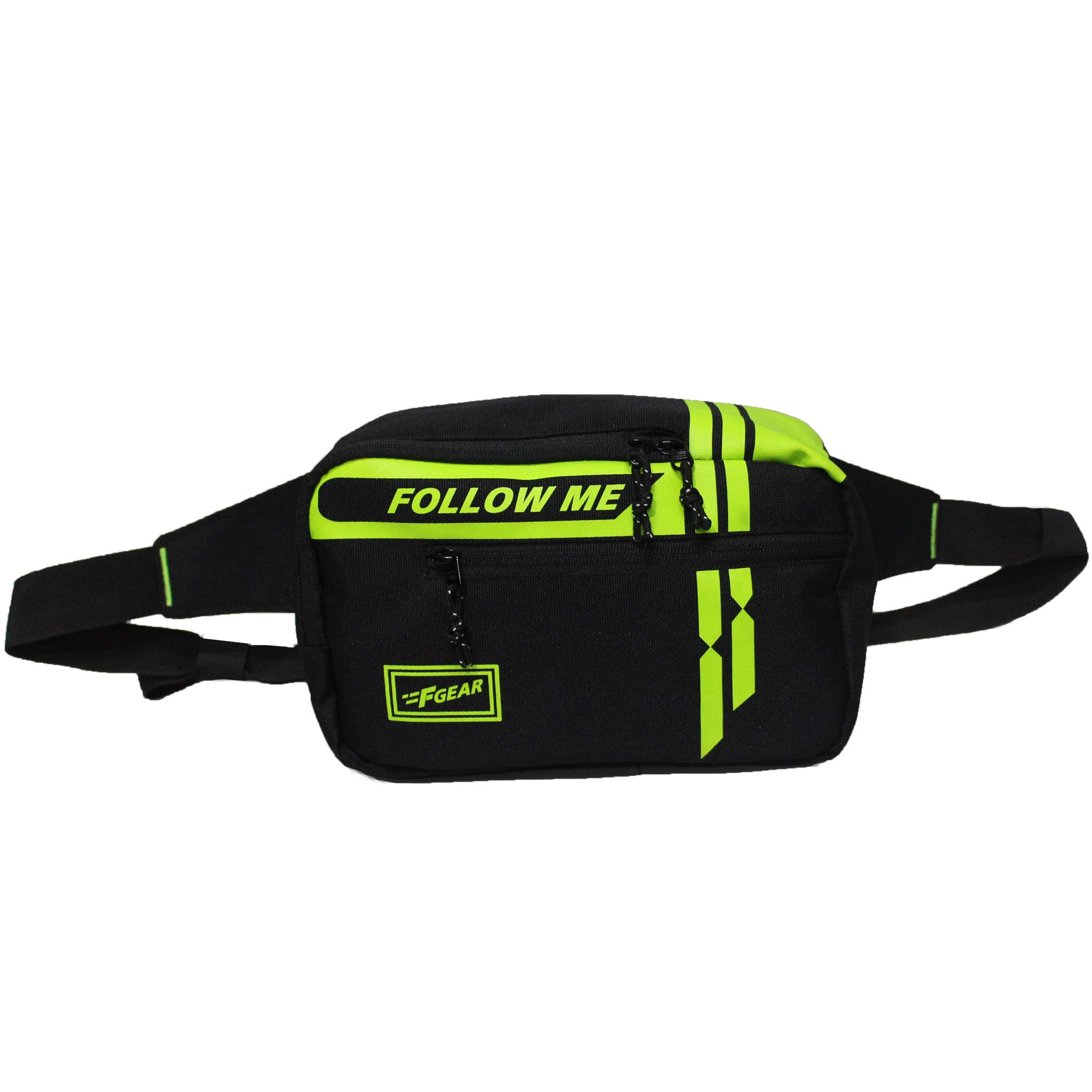 F Gear Amiable Black Green Waist Bag for Men & Women Chest Bag Slim Fanny Pack Lightweight Sports Waist Bag