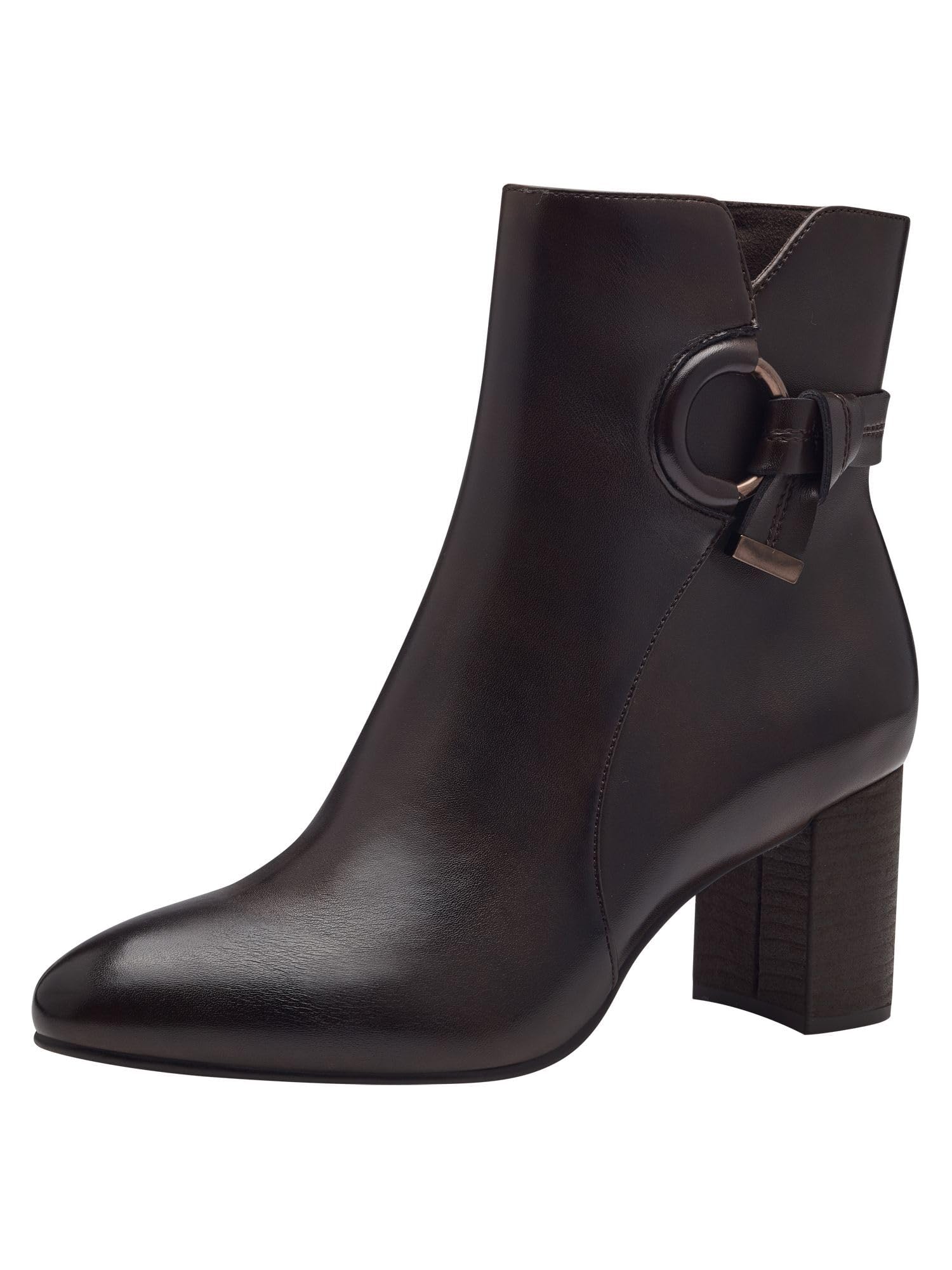 MARCO TOZZI Women's Vegan Pointed Ankle Boots with Heel, Chestnut, 8 UK