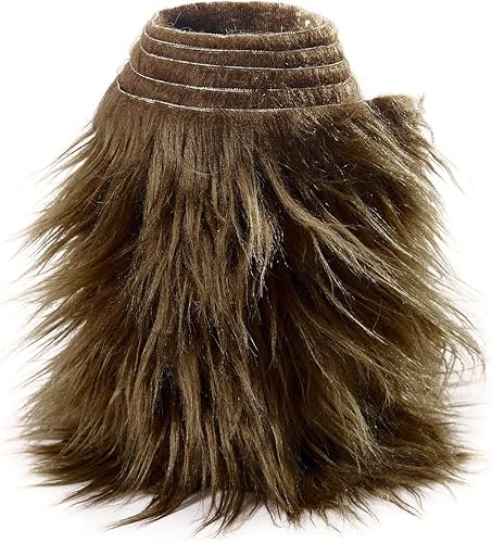 Miniatura 25 de Tiras precortadas de tela de piel sintética lanuda y esponjosa para gnomos, barba, cosplay, decoración enana (blanco, 8 x 60 pulgadas)