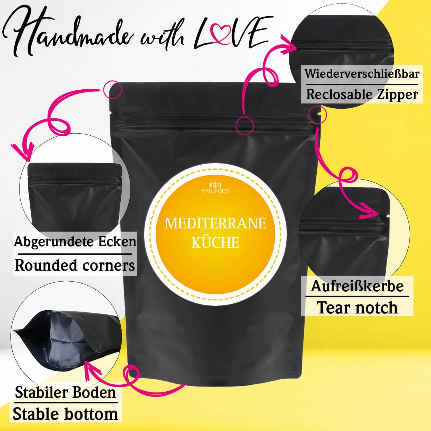 Hallingers Genuss Manufaktur Gewürz Geschenk-Set - Selektion unserer Besteller als Probierset in edlen Aromadosen & Tragetasche "Mediterane Küche", Geschenkidee für Frauen Männer