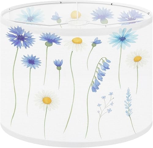 Miniatura 15 de Drum Lamp Shade Naive floral 70s groovy daisy flowers natural tones Retro Lampshade for Floor Lamps Table Lamps Pendant Light 11"x8.9" Replacement