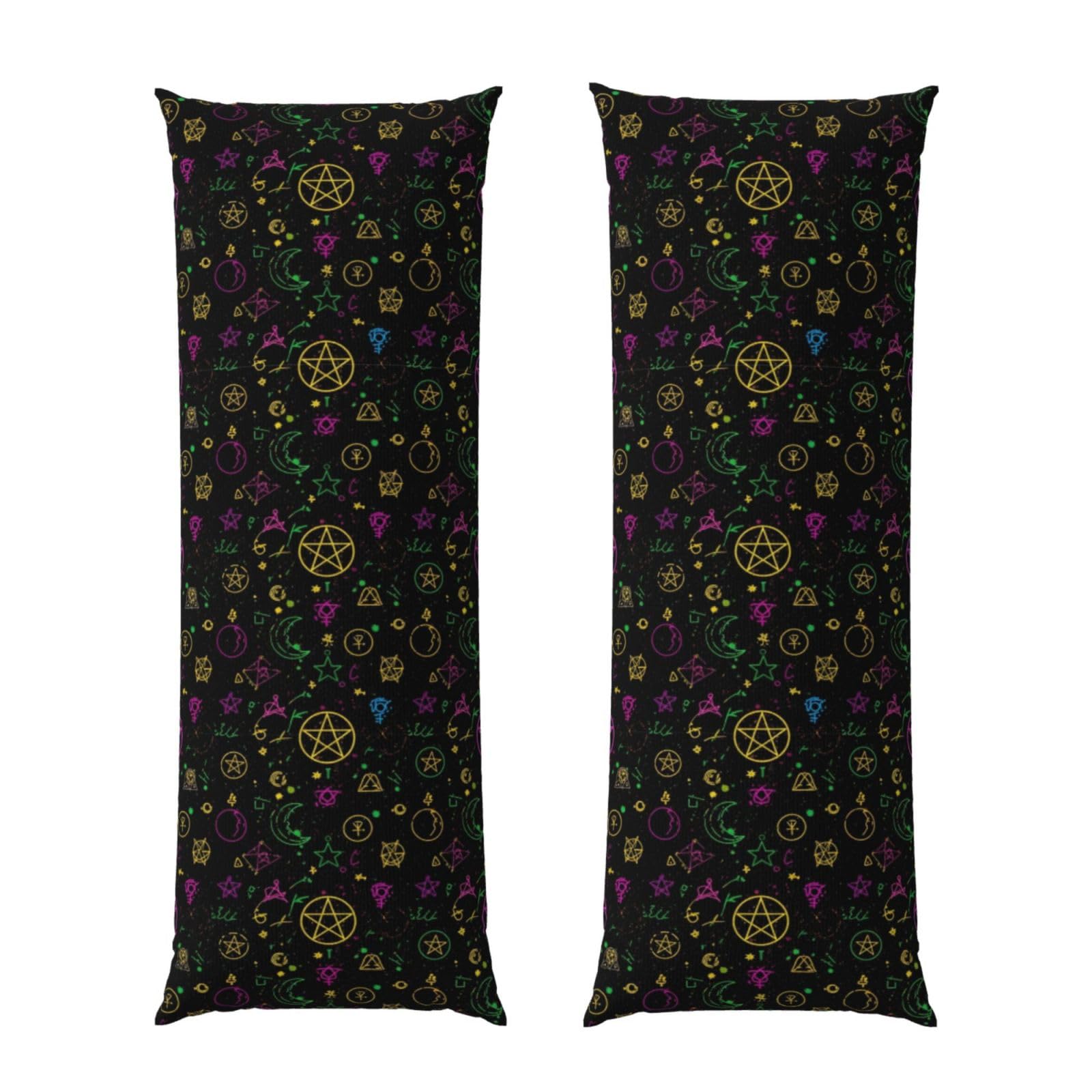 Body Pillowcase 20x60 Magical Bright Alchemical Cosmic Goth Trippy Purple Sun Moon Art Witchcraft, Cozy Plush Velvet Pillow Cover with Hidden Zipper, Soft Cushion Case for Bedroom Sofa Home Decor