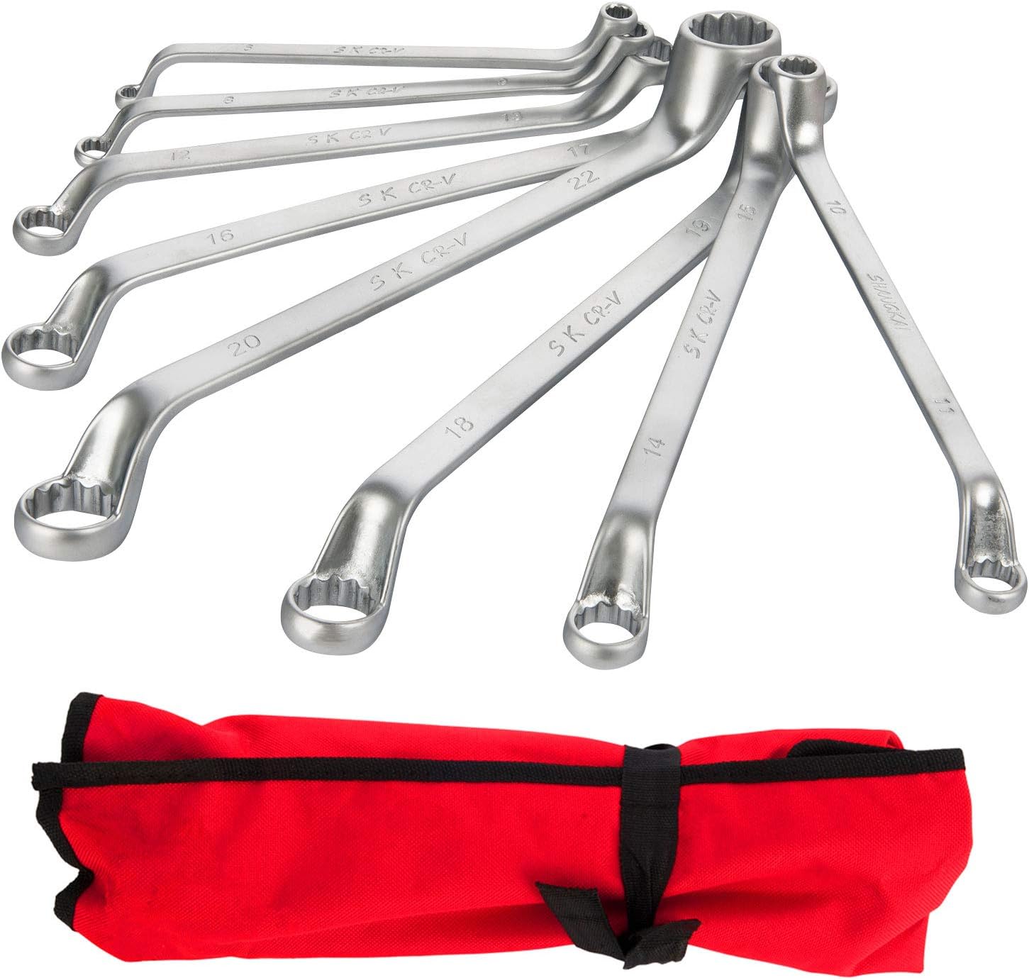 Top Rated 8 Piece Metric Offset Box End Wrench Set, 6mm-22mm,75 degree Long Double Ring Wrench Drop Forged Spanners with Tool Roll Pouch New Product 8 Piece Metric Offset Box End Wrench Set, 6mm-22mm,75 degree Long Double Ring Wrench Drop Forged Spanners with Tool Roll Pouch