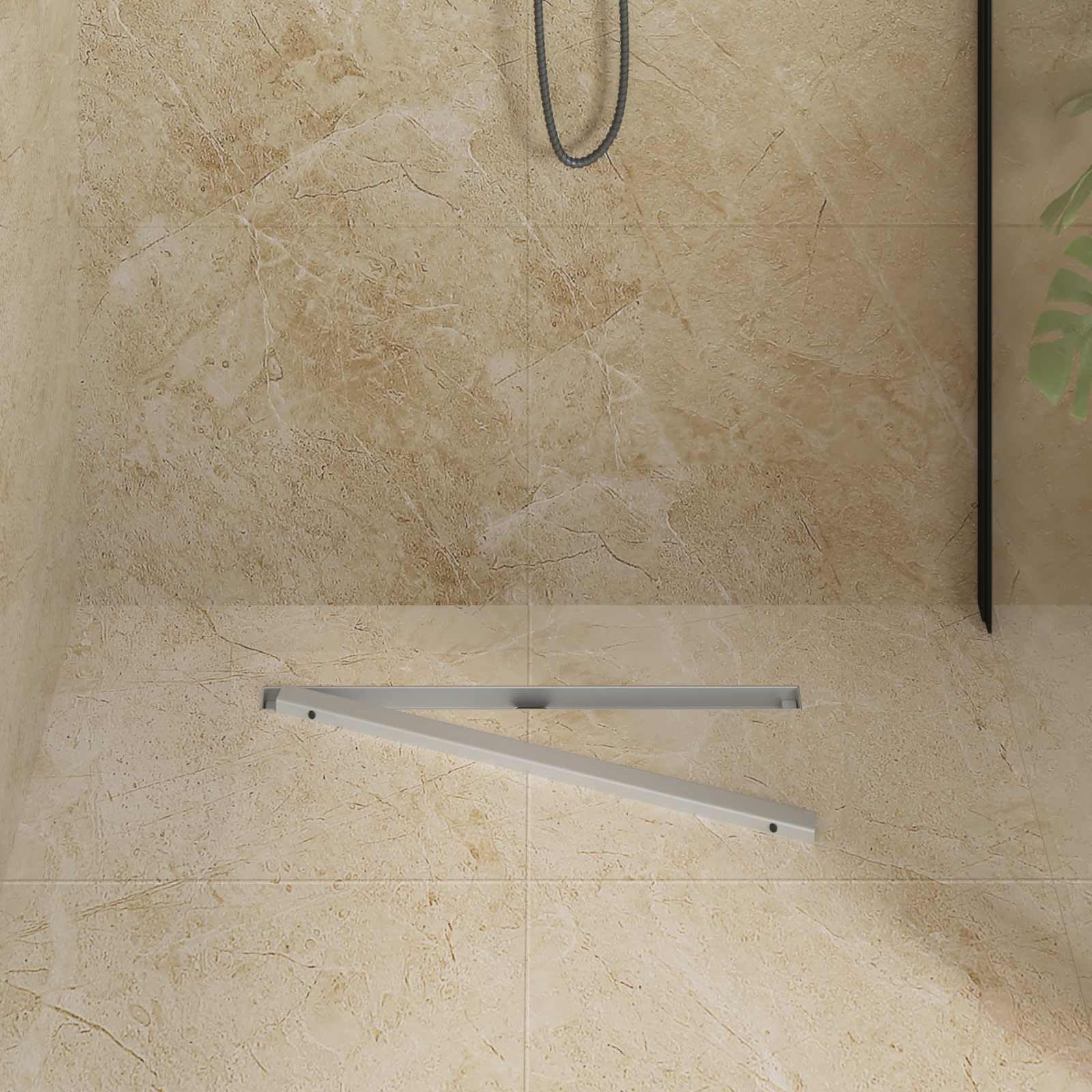 360° Duschablauf Edelstahl 304 Slim Modell Silber 60 cm mit höhenverstellbaren Füßen, geruchsverschluss, ablaufgarnitur, siphon, sieb, universal für dusche, badezimmer, küche