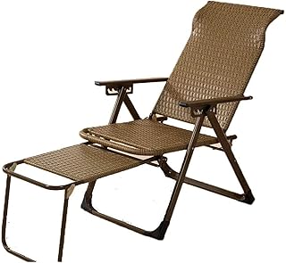 HZH Espreguiçadeira dobrável de vime Espreguiçadeira de jardim Espreguiçadeira dobrável Espreguiçadeira relaxante - ajustável e facilmente dobrável (A)
