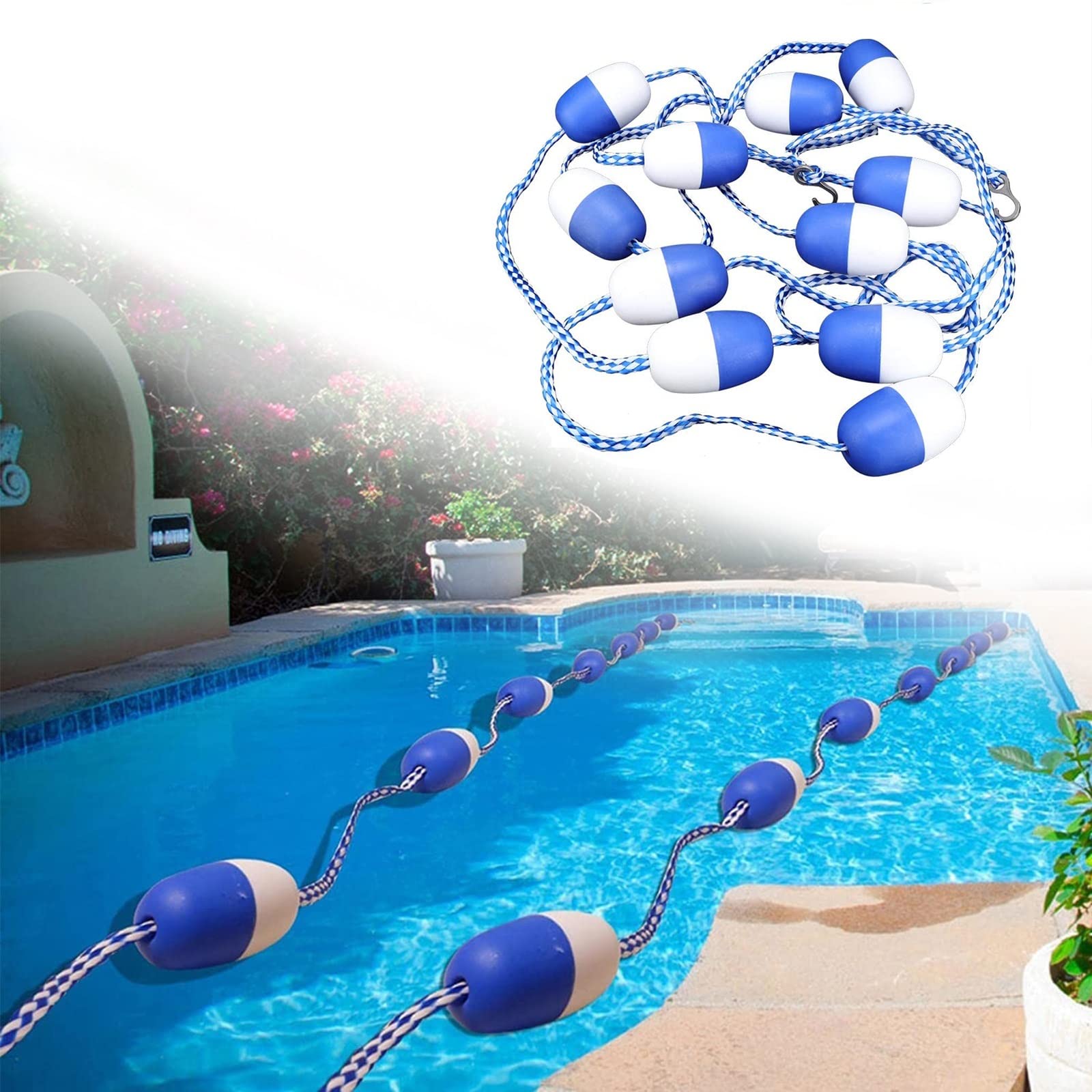 Corde de séparation de piscine 3-12m avec 2 crochets pour bassin extérieur