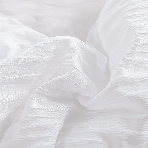 Miniatura 6 de LAVACHEY Juego de edredón tamaño Queen, juego de edredón blanco de sirsaca de 3 piezas, edredón suave y ligero para cama tamaño Queen (edredón de 90
