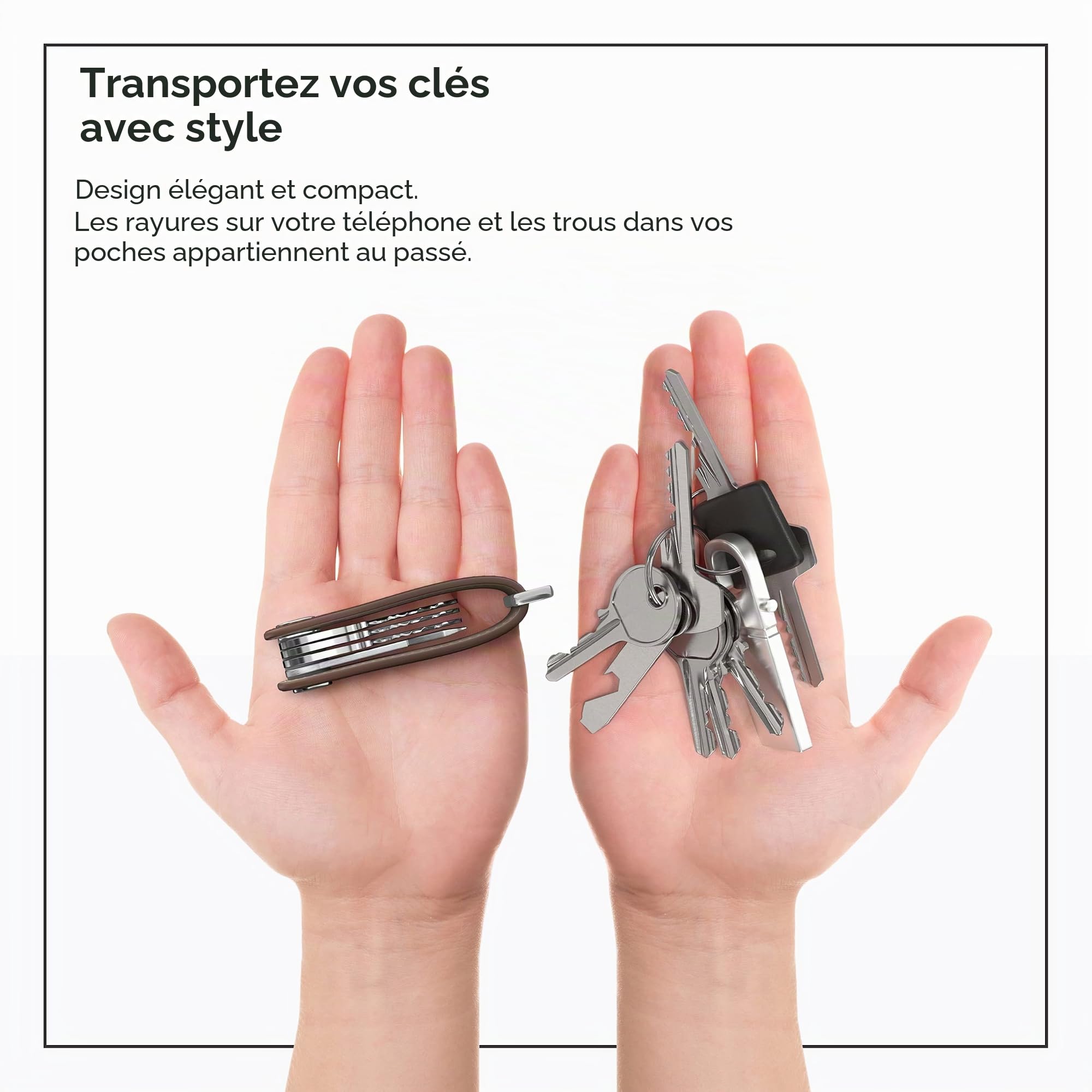 ThorKey NORTHWALL Organiseur pour Clés Cuir Compact Cuir de Qualité Premium - Mécanisme de Verrouillage de Sécurité – Jusqu'à 8 clés et outils - Porte-Clés Pratique - Marron
