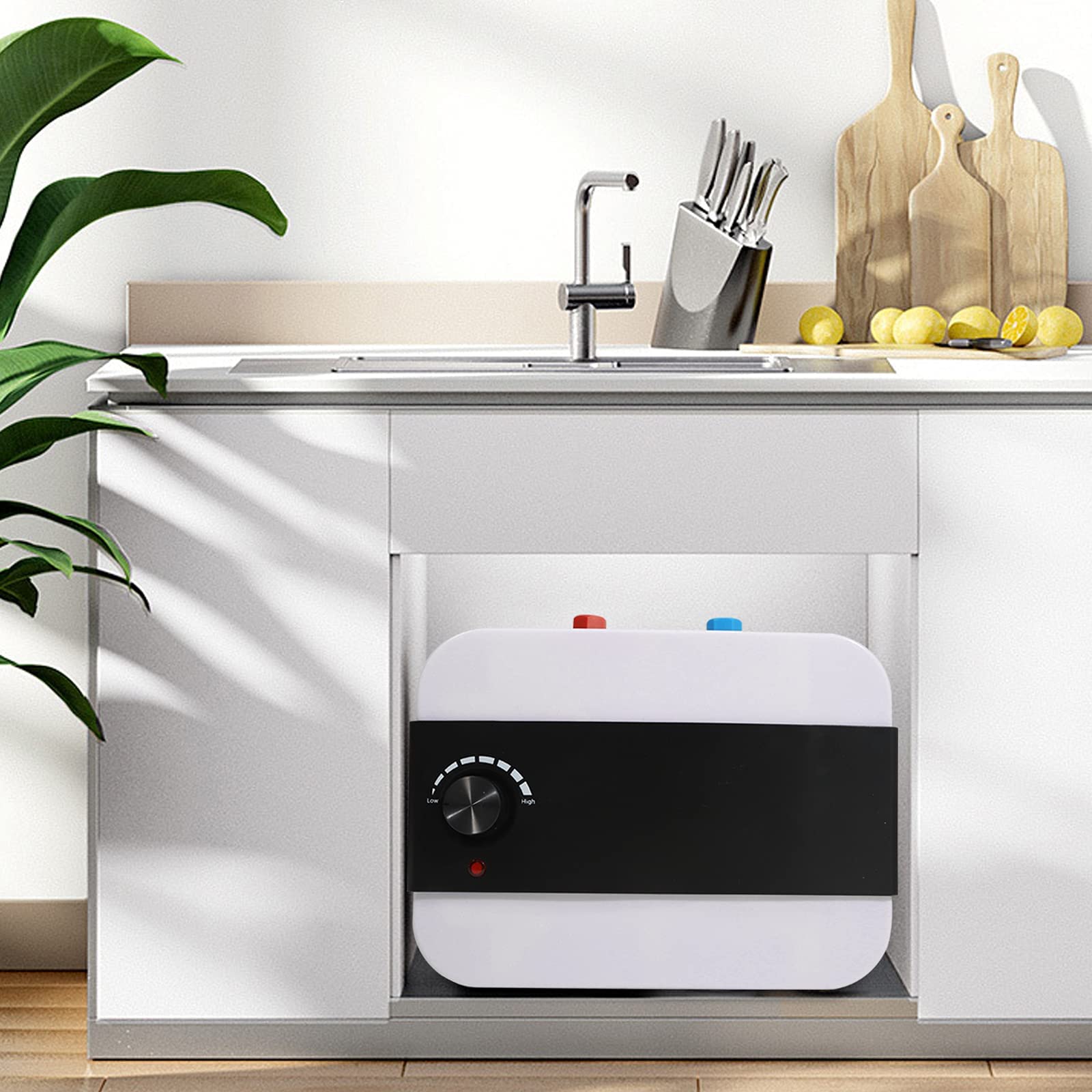 Serbatoio acqua calda sotto tavolo piccolo scaldabagno elettrico 6 litri di capacità IPX4 1500W Bianco