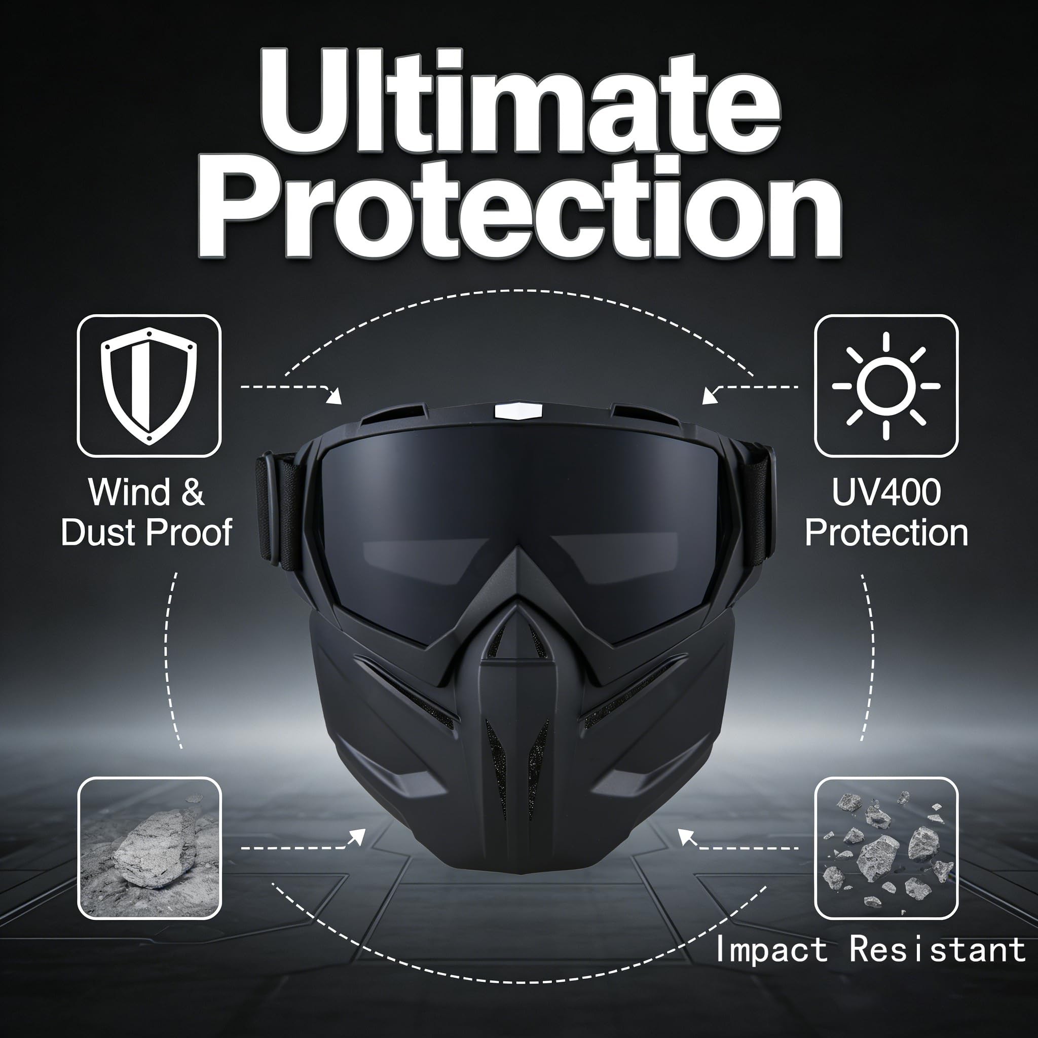 Paintball Mask Anti Fog, Full Face Tactical Mask Goggles Detachable for Motorcycle Cycling Skiing Halloween CS Game Cosplay (Black) 4