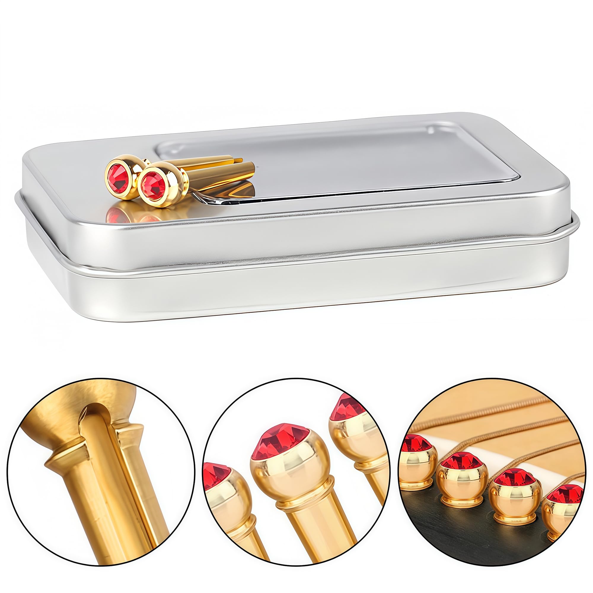 Musiin Acoustic Guitar Bridge Pins String Peg Guitar Parts Replacement Pack of 6 Pieces(Red), Gold - Image 3