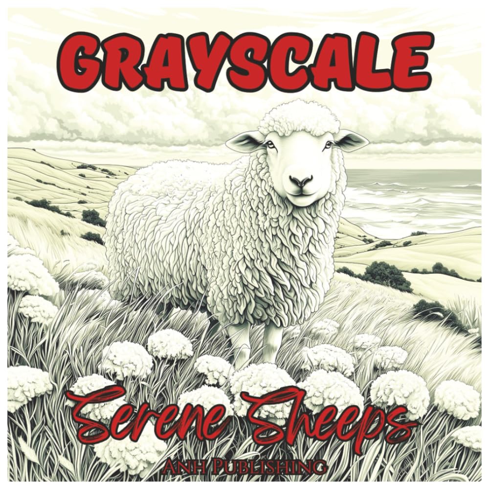 Grayscale Serene Sheeps: Fun Coloring Book For All Ages: A Relaxing Grayscale Sheep Coloring Adventure With Beautiful Illustrations (Grayscale Animal
