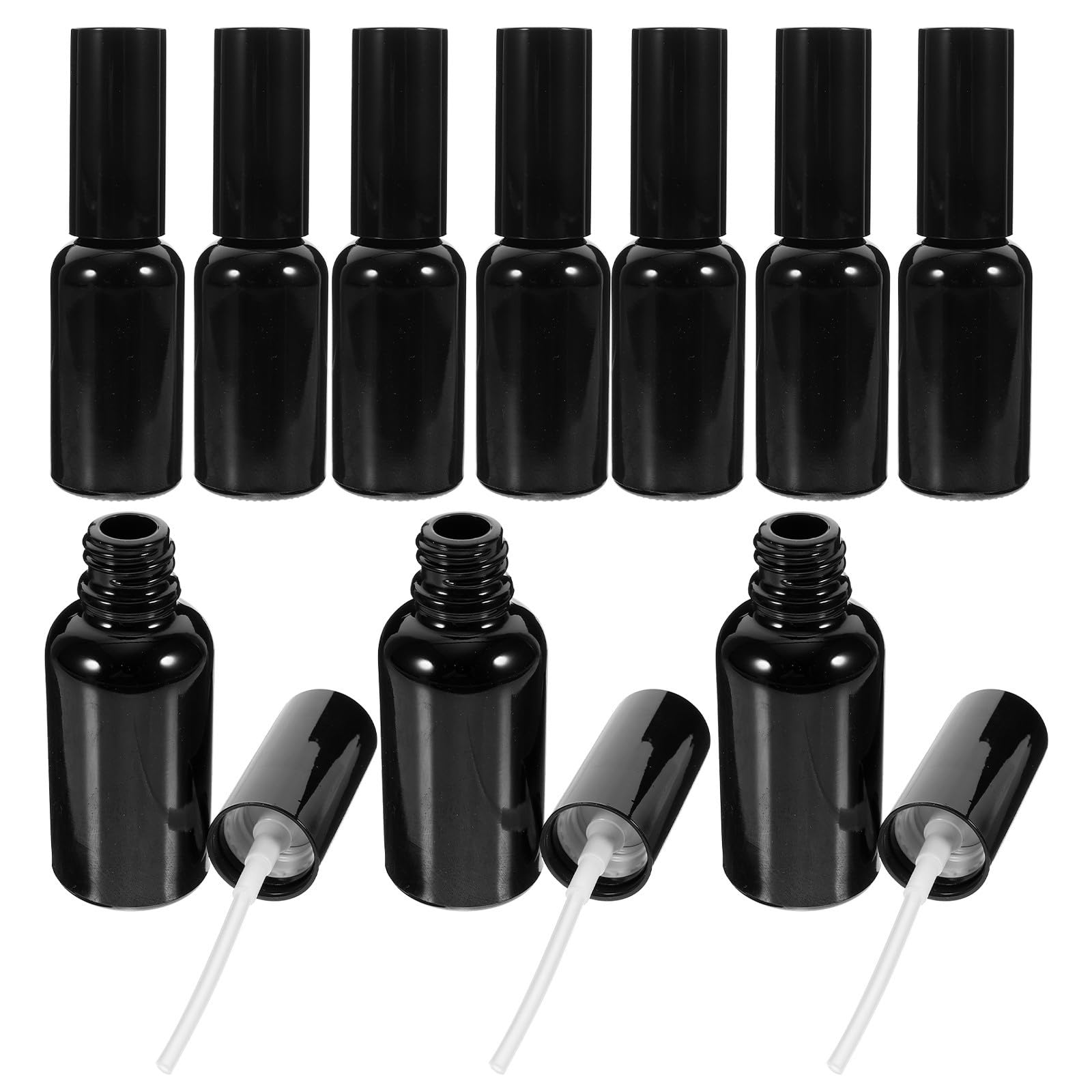 INOOMP 12 Stück Schwarze Glas Parfüm Reiseflasche 30ml Nachfüllbare Sprühflasche mit Luftdichtem Verschluss und Einfachem Gebrauch für Reisen und Kosmetik