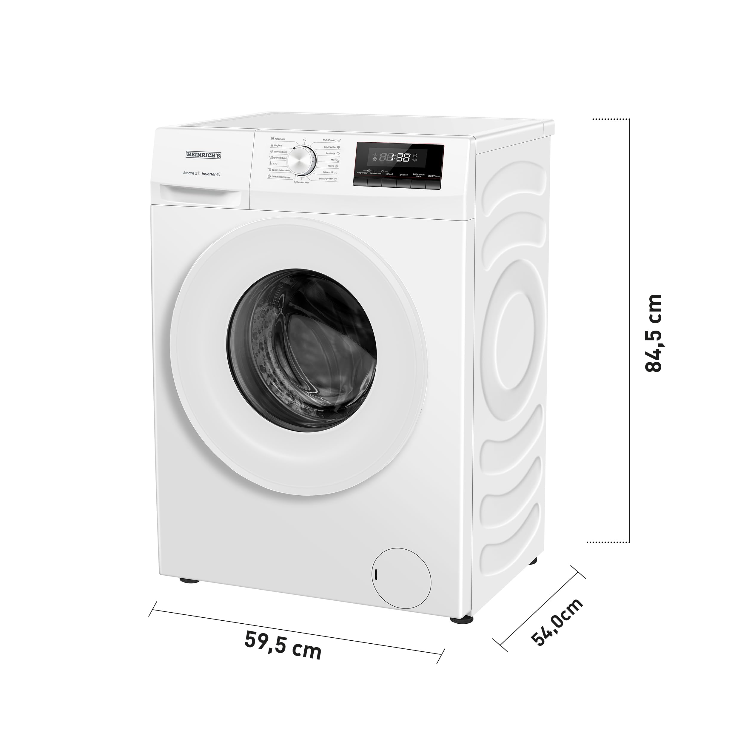 Heinrich´s Waschmaschine 8kg 1400 U/min Aqua-Stop LED-Display Inverter Motor Energieeffizienzklasse A weiß
