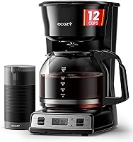 Vista 1 de ecozy Brezzano DuoSet - Cafetera programable de 12 tazas con molinillo de café eléctrico, cafetera de goteo con función de pausa y vertido, apagado