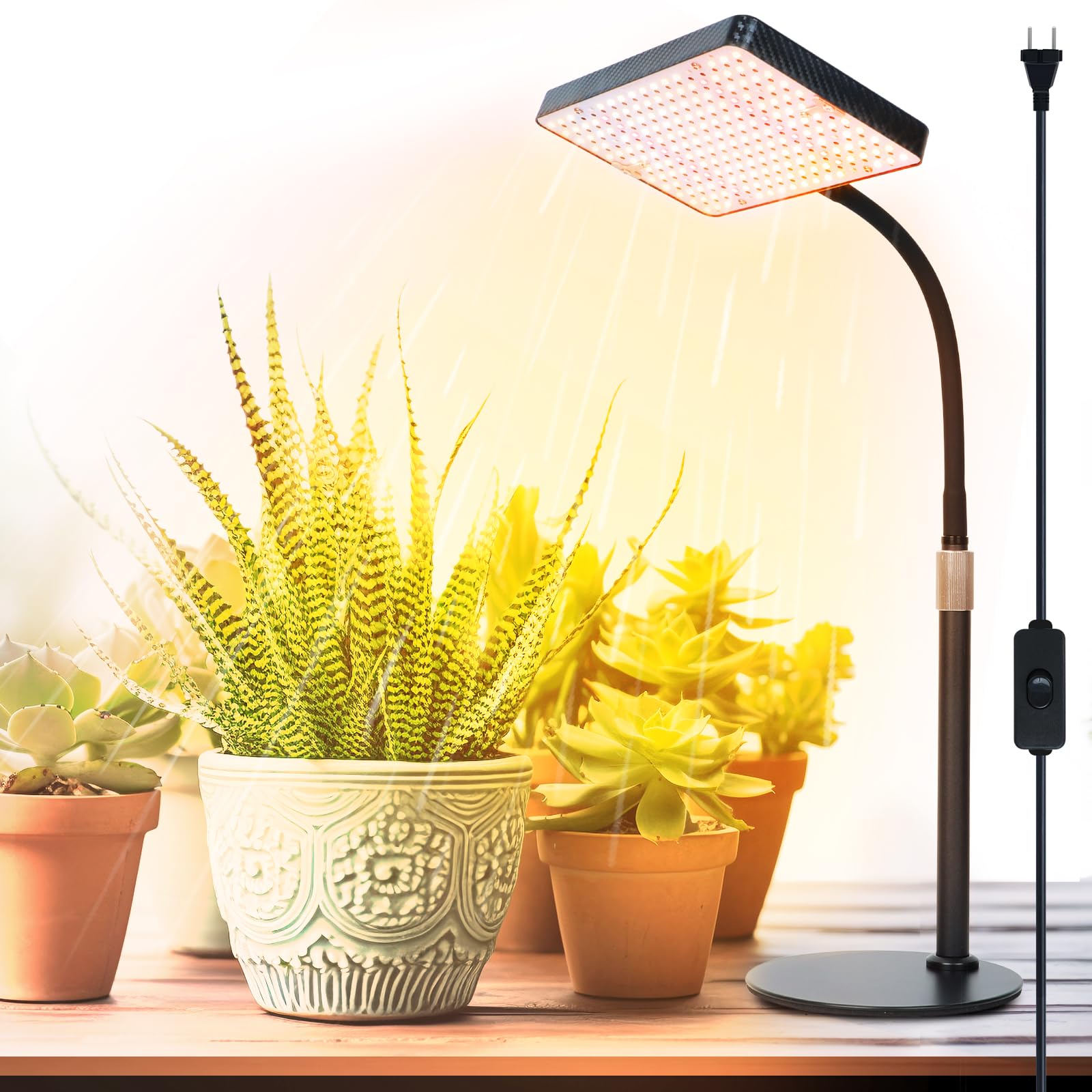 FRGROW Pflanzenlampe LED, UV-IR Vollspektrum Pflanzenlicht für Zimmerpflanzen, Pflanzenleuchte LED, Vollspektrum Pflanzenlampe 208 LEDs, Wachstumslampe für Pflanzen, Daisy Chain Funktion