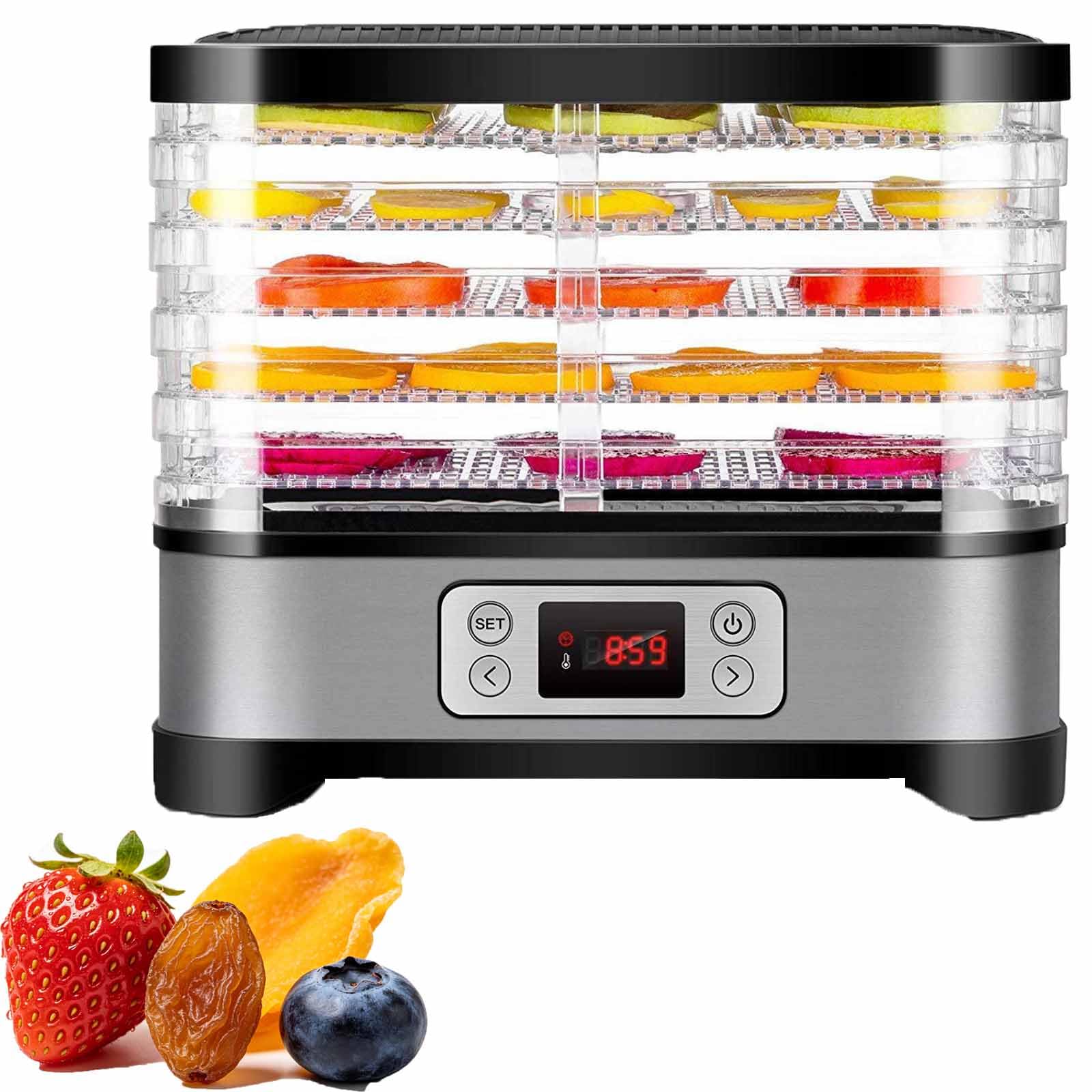 ZMJGLL Food Dehydrator Machine with 5 Trays, Timer & LCD Display for Home Use,Air Circulation, High Efficiency Silent Fruit and Vegetable Dryer