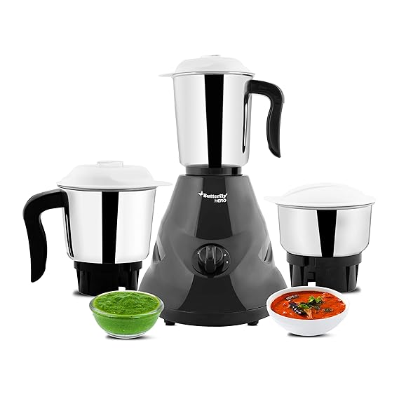Butterfly Hero Mixer Grinder, 500W, 3 Jars (Grey) at Rs. 1599