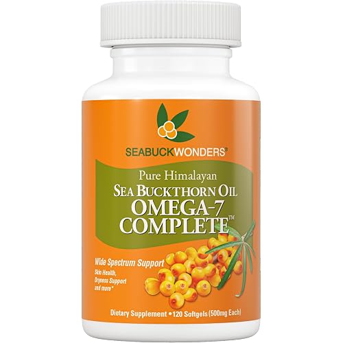 SEABUCKWONDERS Organic Sea Buckthorn Oil Omega-7 Complete, 120 Softgels