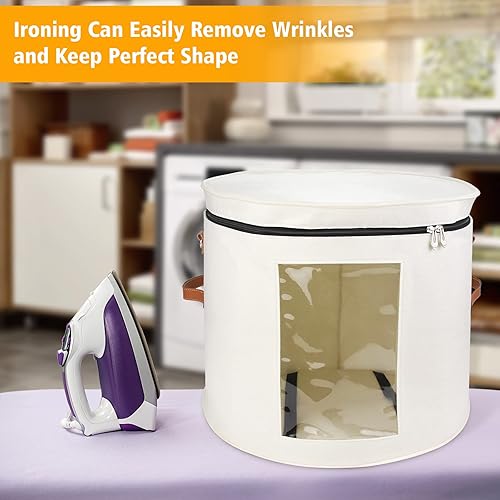 Miniatura 5 de VanlonPro Caja de almacenamiento grande para sombreros para mujeres y hombres, 19 pulgadas de profundidad x 17 pulgadas de alto, caja organizadora