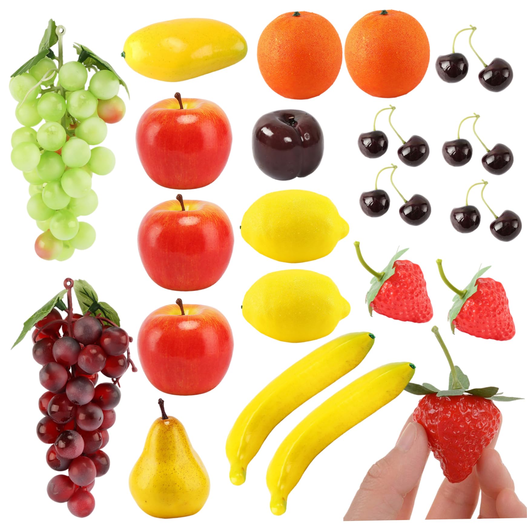 Set di Frutta Artificiale in Schiuma realistica da 21 Pezzi: UVA, Banane per Il Ringraziamento, Cucina, Tavolo da Pranzo, Decorazione per cestini, Esposizione, Oggetti di Scena per fotografie