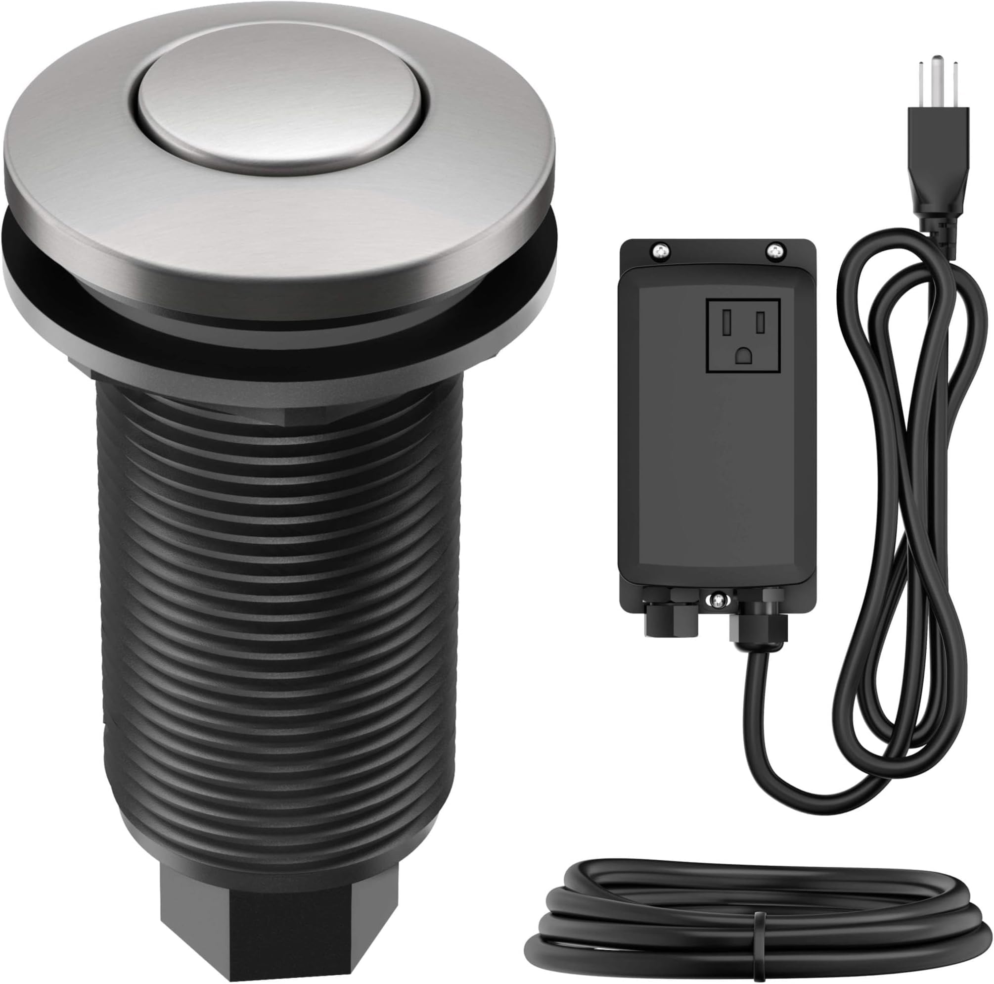 KRAUS Garbage Disposal Air Switch Kit in Spot-Free Stainless Steel with Push Button, AC Adapter, Power Cord, and Air Tube Included, KWDA-100SFS (Pack of 6)