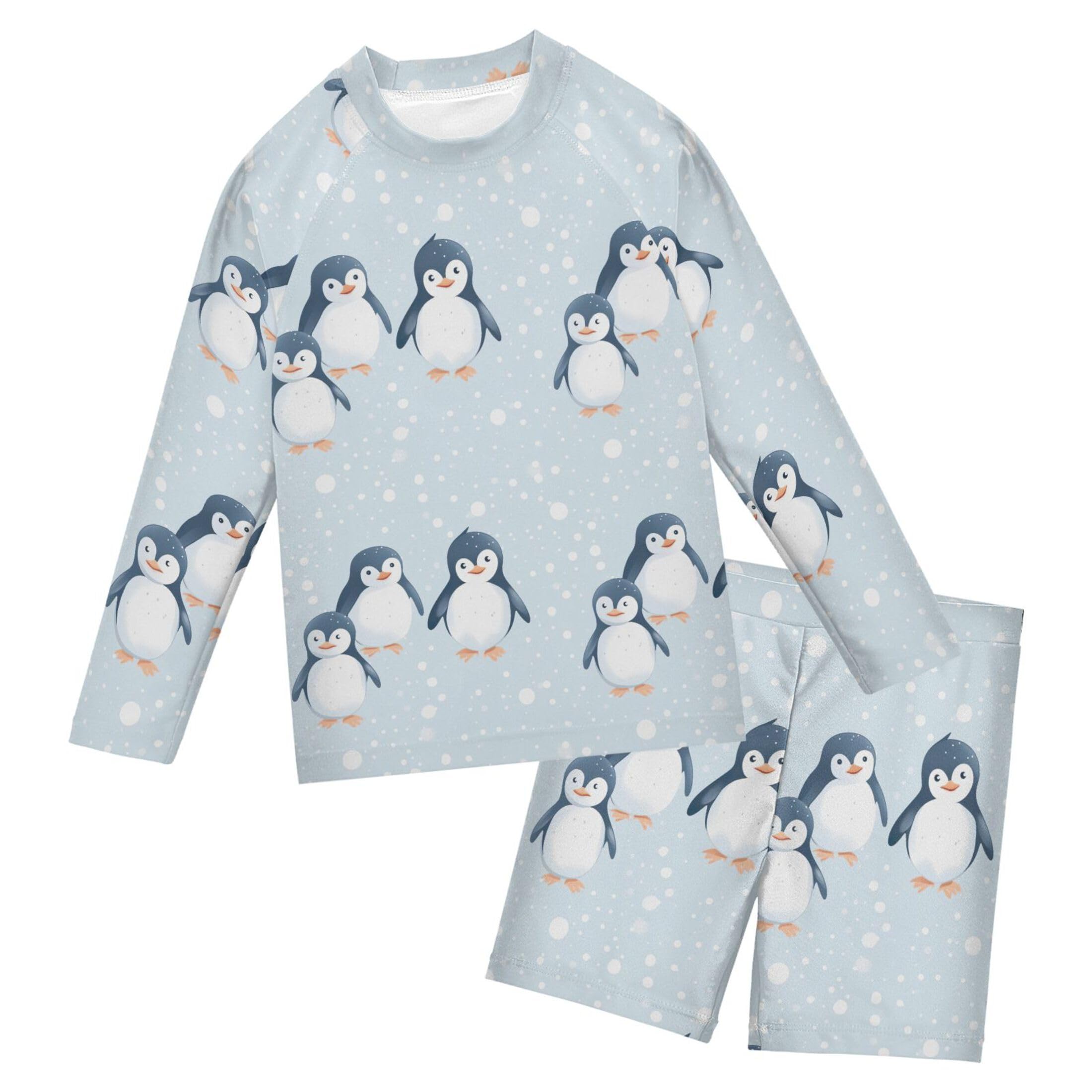 Penguin Animal Cute Toddlers and Baby Boys' Swimsuit Trunk and Rashguard Set B0402423