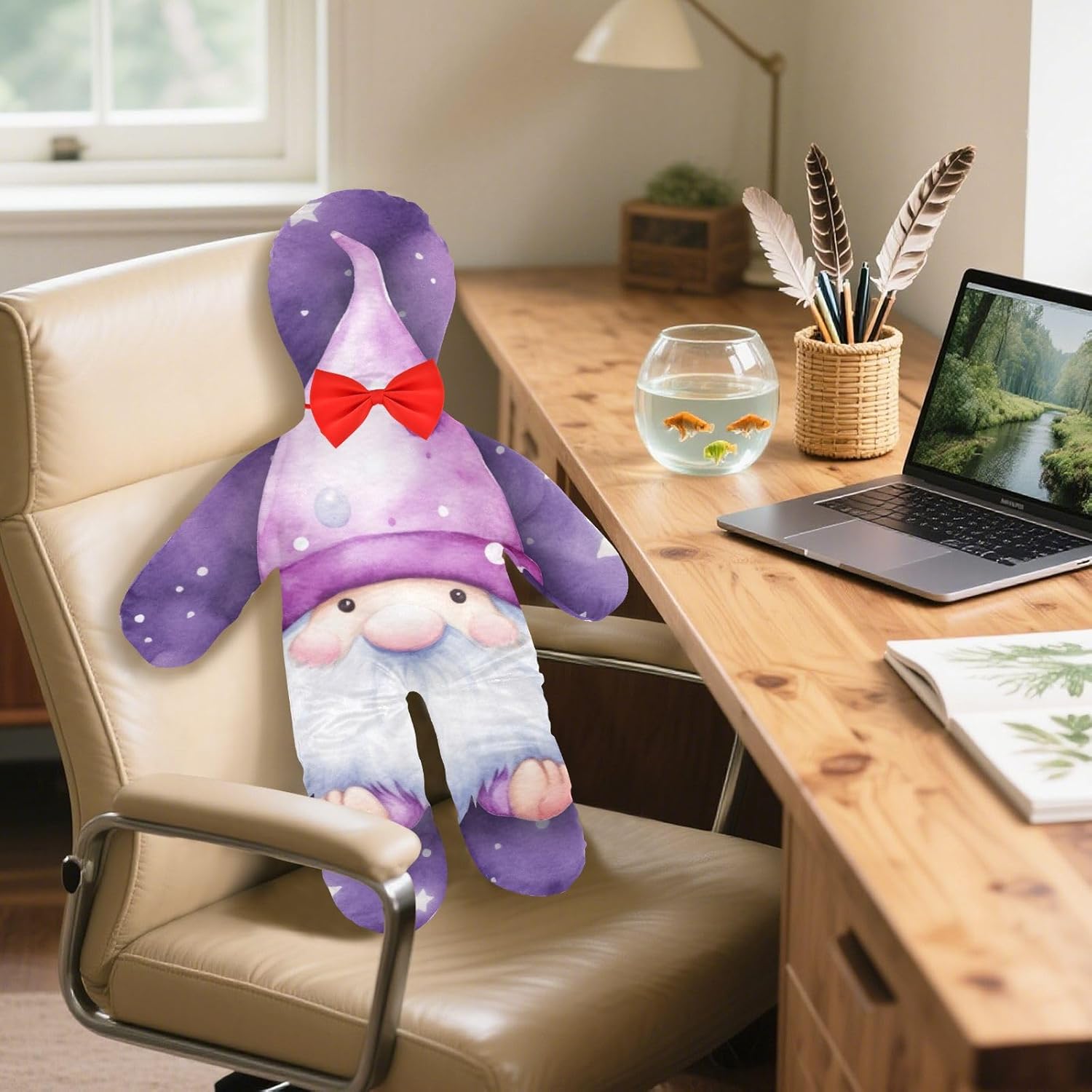 Cute Purple Gnome Human-Shaped Pillow Soft Body Pillows Washable Velvet Pillows for Anxiety Relief Sleeping Cuddling & Support