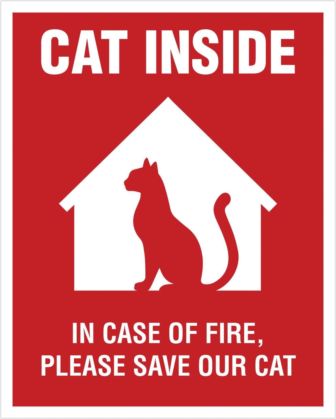 Cat Inside Sticker - 4 Pack - 4x5 inches - Cat Alert Safety Window Sign