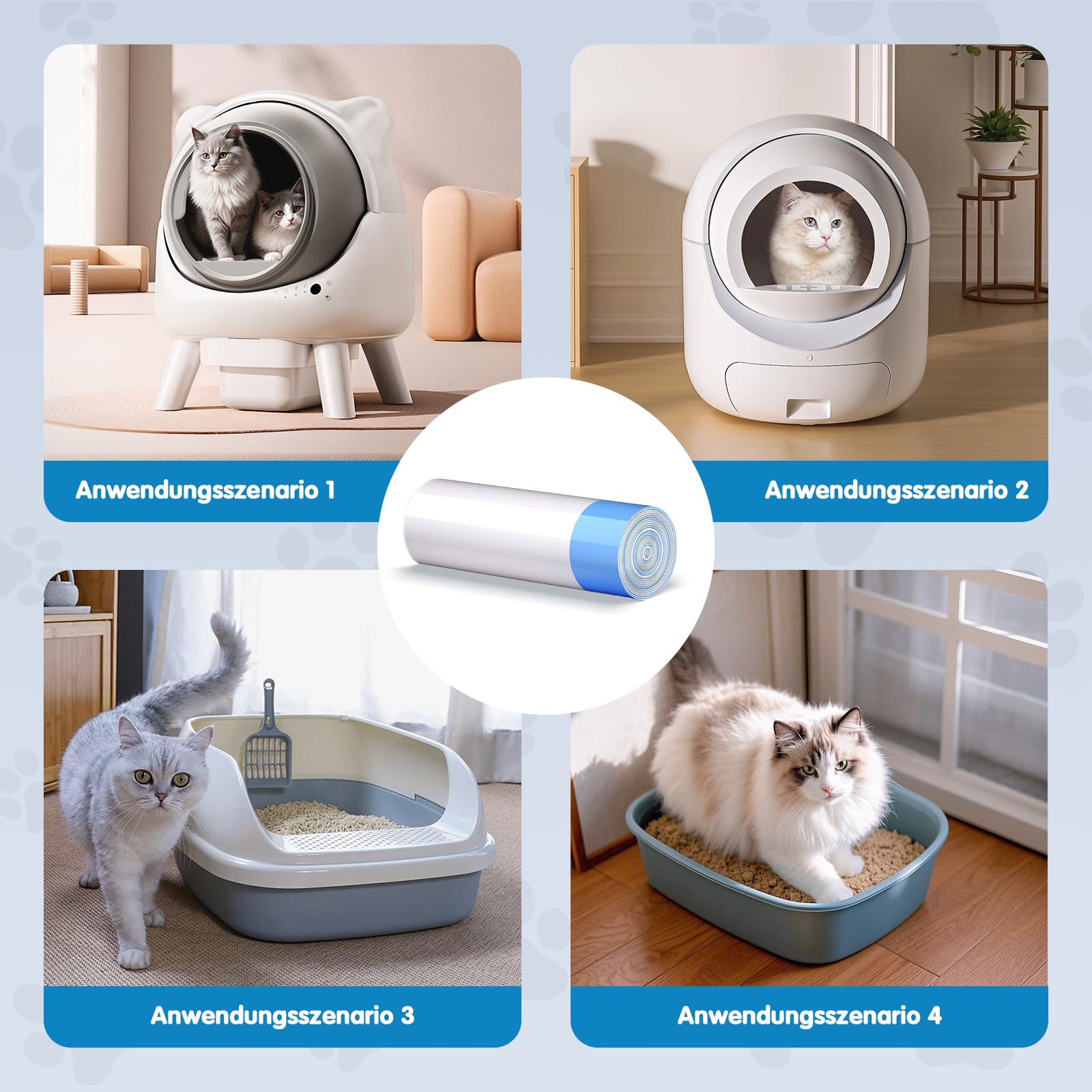 5 bolsas XXXL para excrementos de gato con cintas de tracción, bolsa para arena para gatos, bolsa higiénica autolimpiable para cambiar fácilmente la arena para gatos, 640 x 340 mm