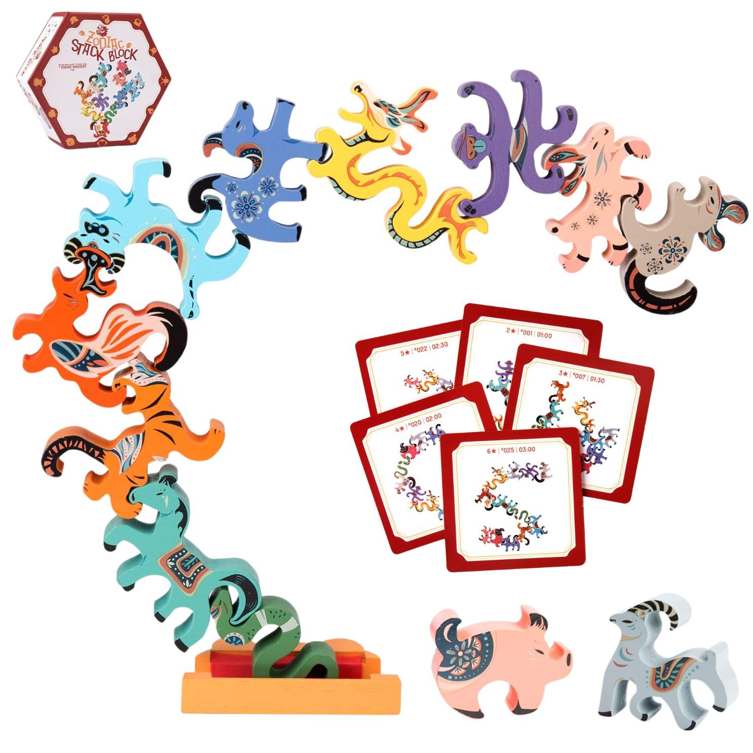 Amazon | (知と育 MINICHEER) バランス 積木 干支つみき 立体パズル