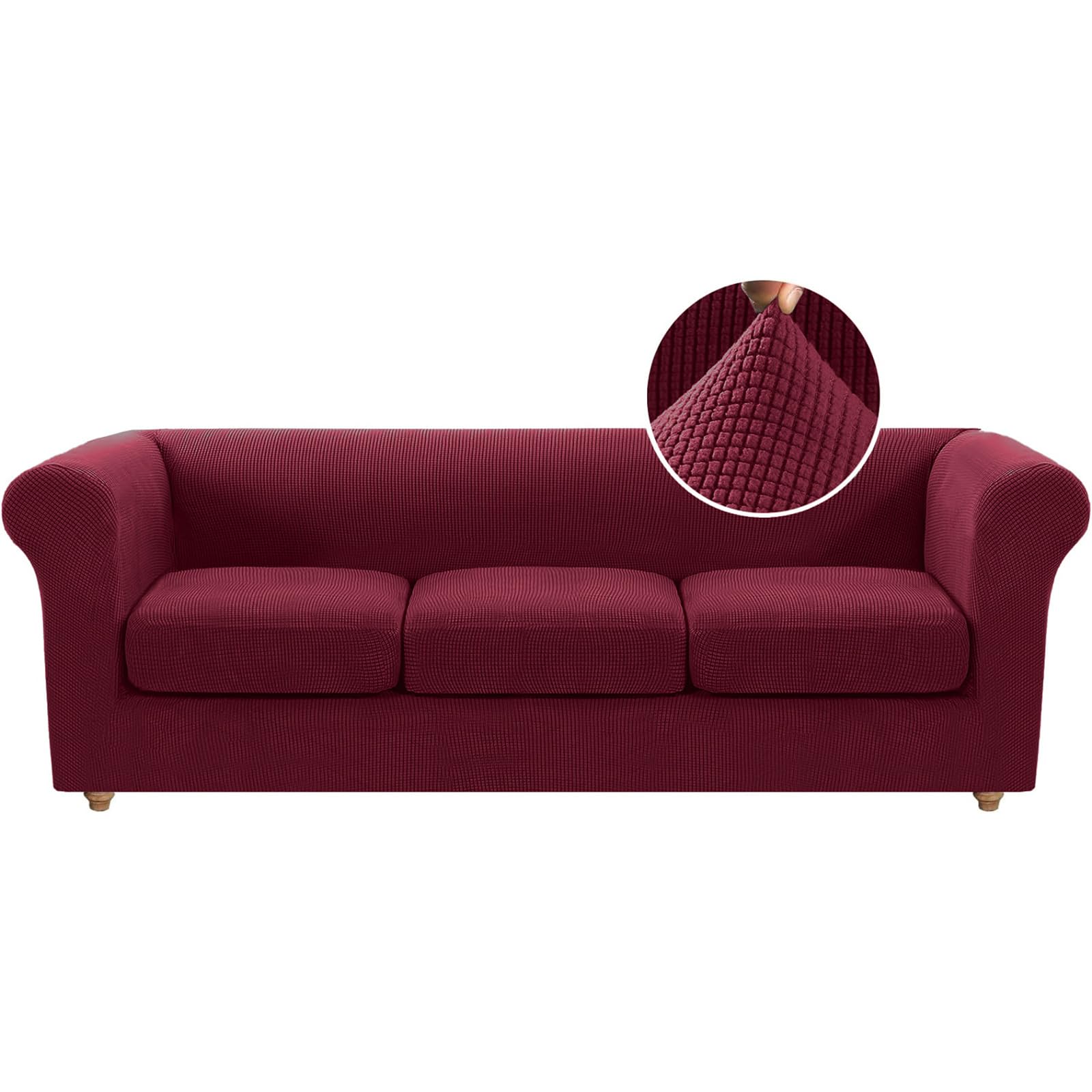 Housse de canapé Chesterfield extensible en tissu jacquard épais lavable et résistant Z2