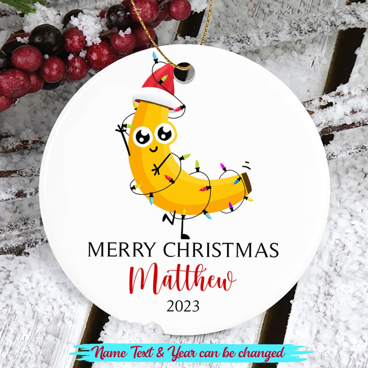 Personalized Banana Christmas Ornament Gifts for Men Women Fruit Lovers, Banana Christmas Ornament 2025, Custom Banana Lover Name Ornaments, Unique Banana Fruit Ornaments Keepsakes Xmas Tree Decor