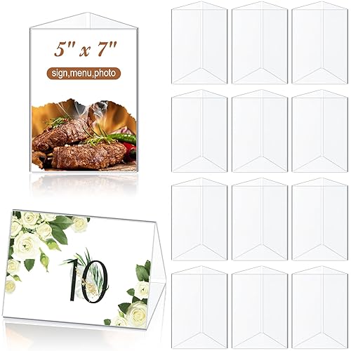 12 Pack Acrylic 3-Sided Table Tent Menu Holder Bulk 5