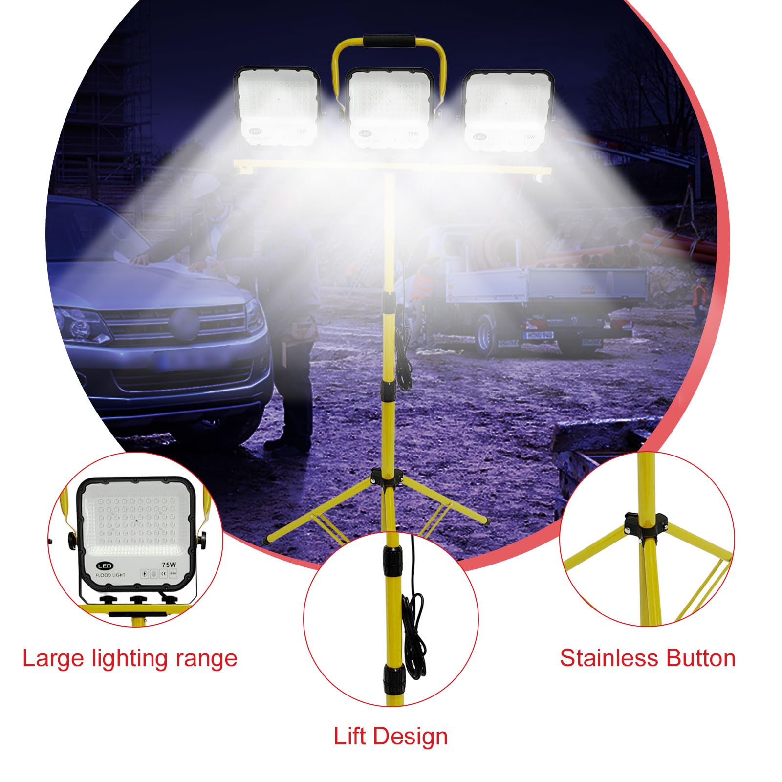 Goyappin 22500 Lumen LED Work Lights with Tripod Stand