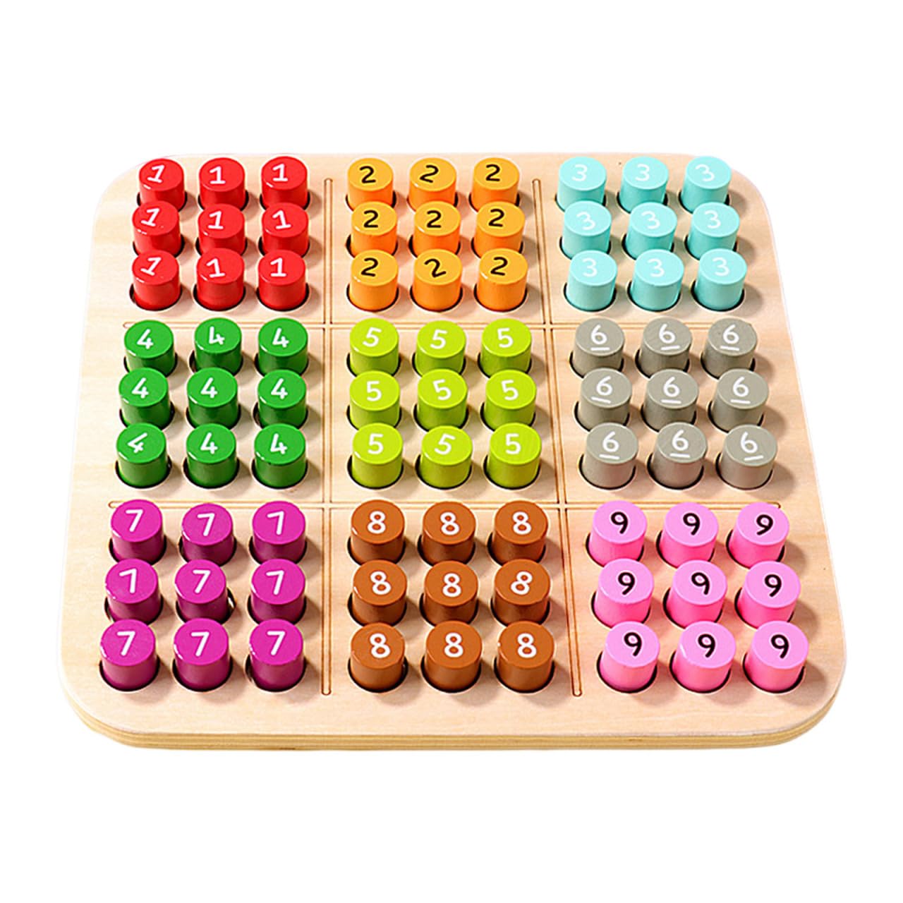 UPKOCH Sudoku-Brettspiel Aus Holz Für Kinder Lernspielzeug Zur Frühen Förderung Von Logischem Denken Und Argumentation Steckbrettspiel Für Familie Einzelspiel Oder Gruppen 22.00 X 22.00 X 3.00 cm