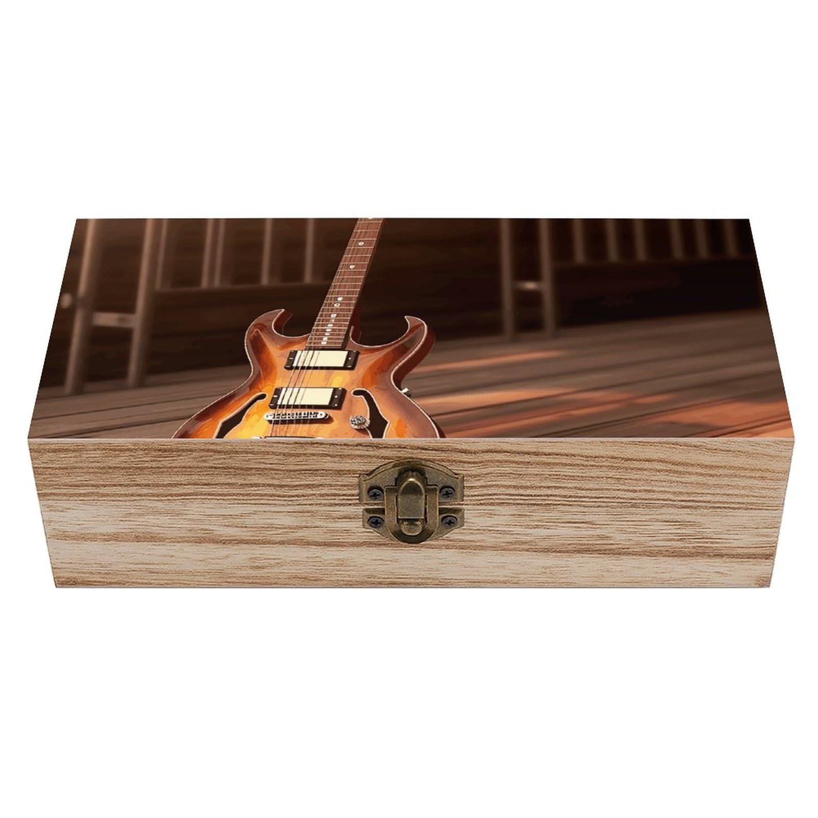Boîte de rangement en bois coffret bijoux souvenirs guitare