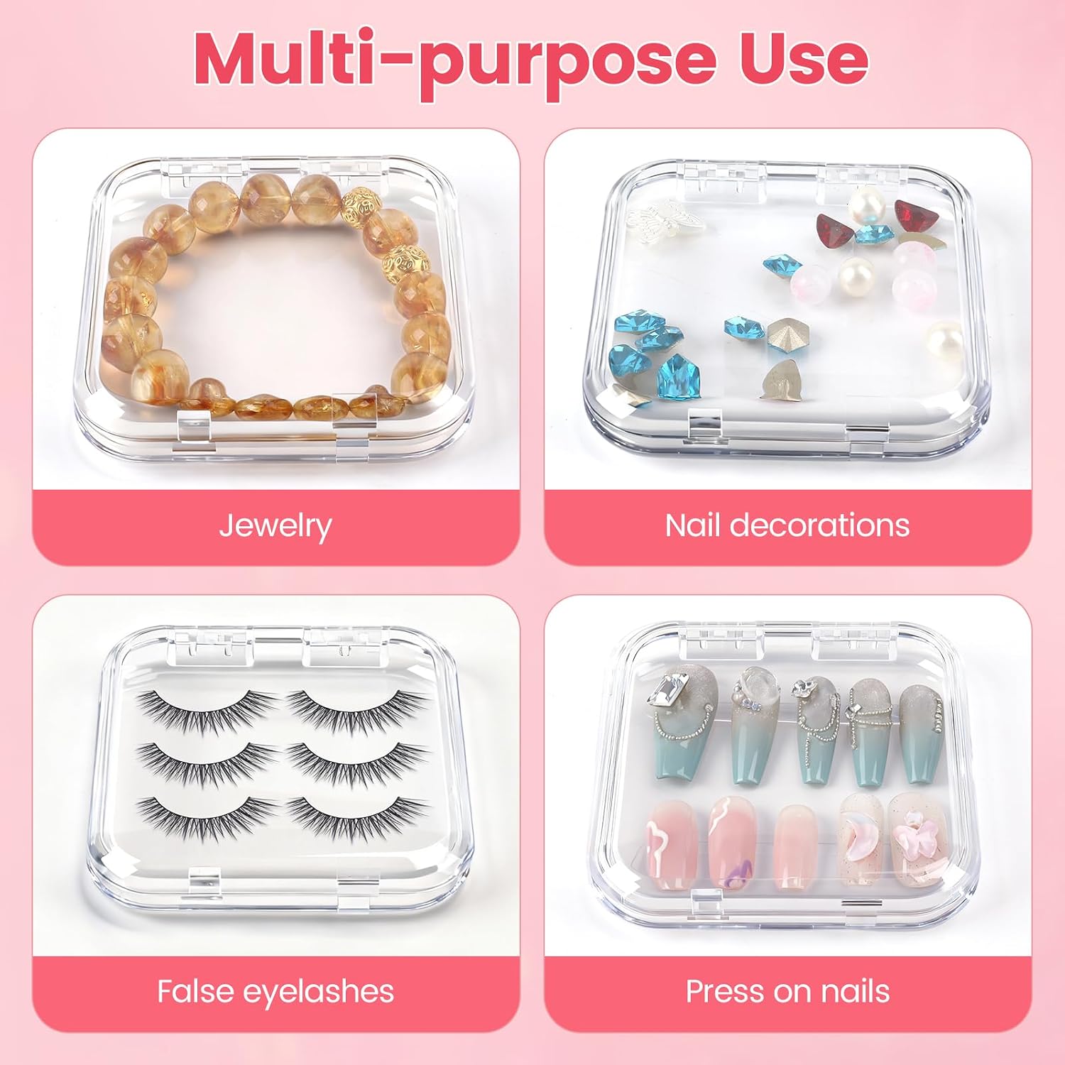 15 Pcs Press On Nail Packaging Box Press on Nail Storage Box for Press Ons with 90 Pcs Adhesive Double Sided Tape for Fake Nail Storage Case Nail Display Nail Salon Supplies (Transparent) image 5
