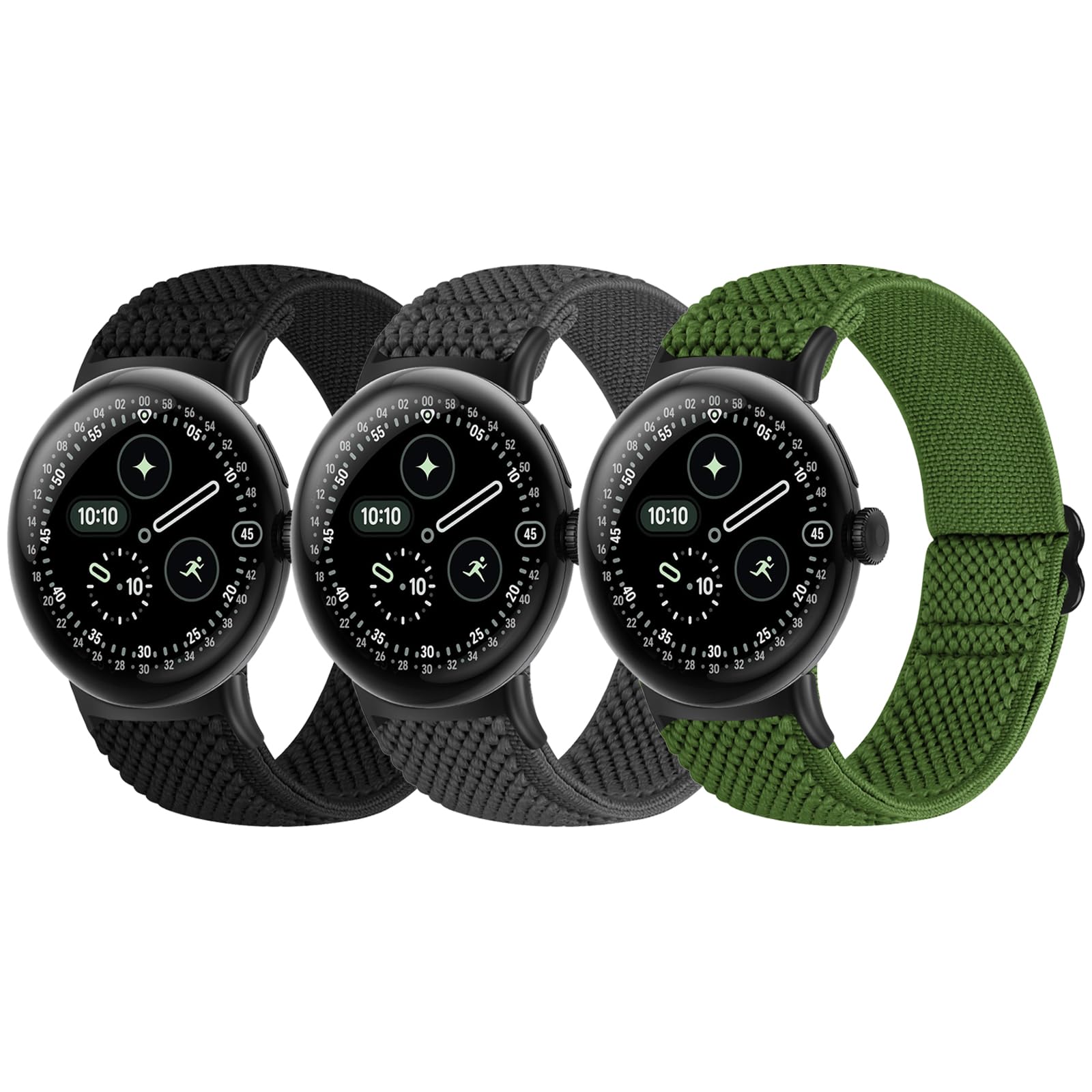 BTTNG Elastic Watch Straps Compatible with Google Pixel Watch 4/3 41mm/Pixel Watch 2/1 Bands for Women Men, Adjustable Stretchy Sport Nylon Bands Replacement Wristbands 3 Pack — view 9