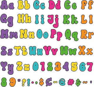 300 Pcs Neon Colors Letters Cutout for Bulletin Board, Retro Groovy Classroom Decor, 4" Letters Upper and Lowercase Alphabet, Numbers, Symbols Cutout for Classroom Wall Party Decor
