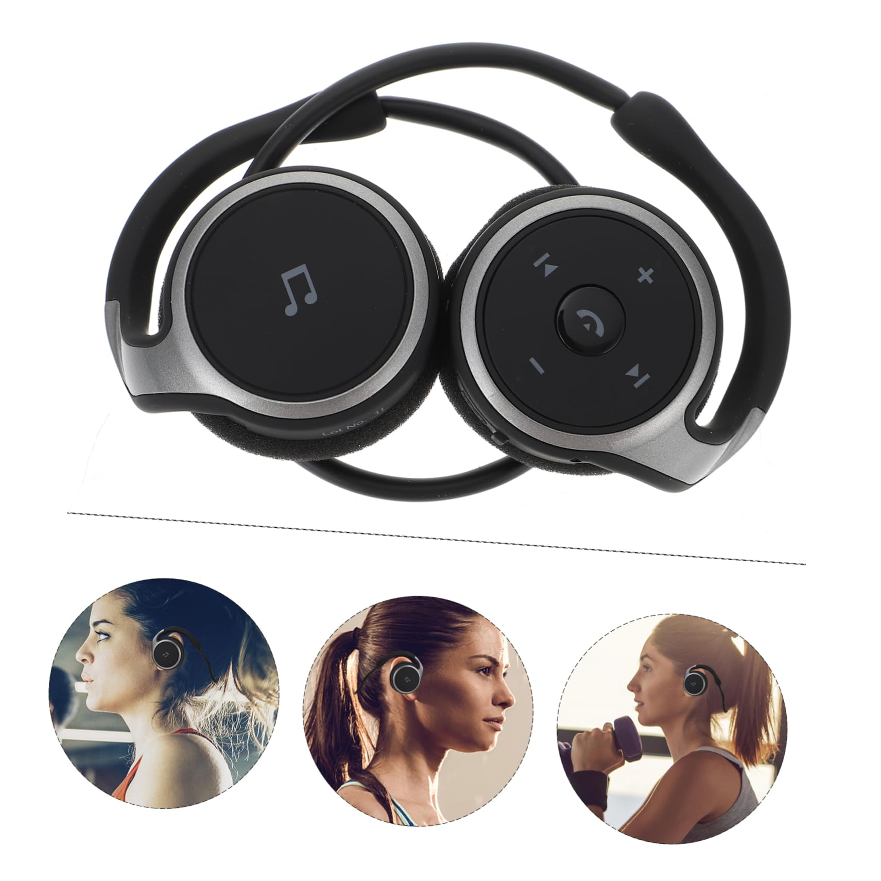 Happyyami Fil Légers et Confortables Noirs Écouteurs Sport à Contour d'oreille Version 4.1 Lunettes pour Running et Randonnée et Running et Randonnée
