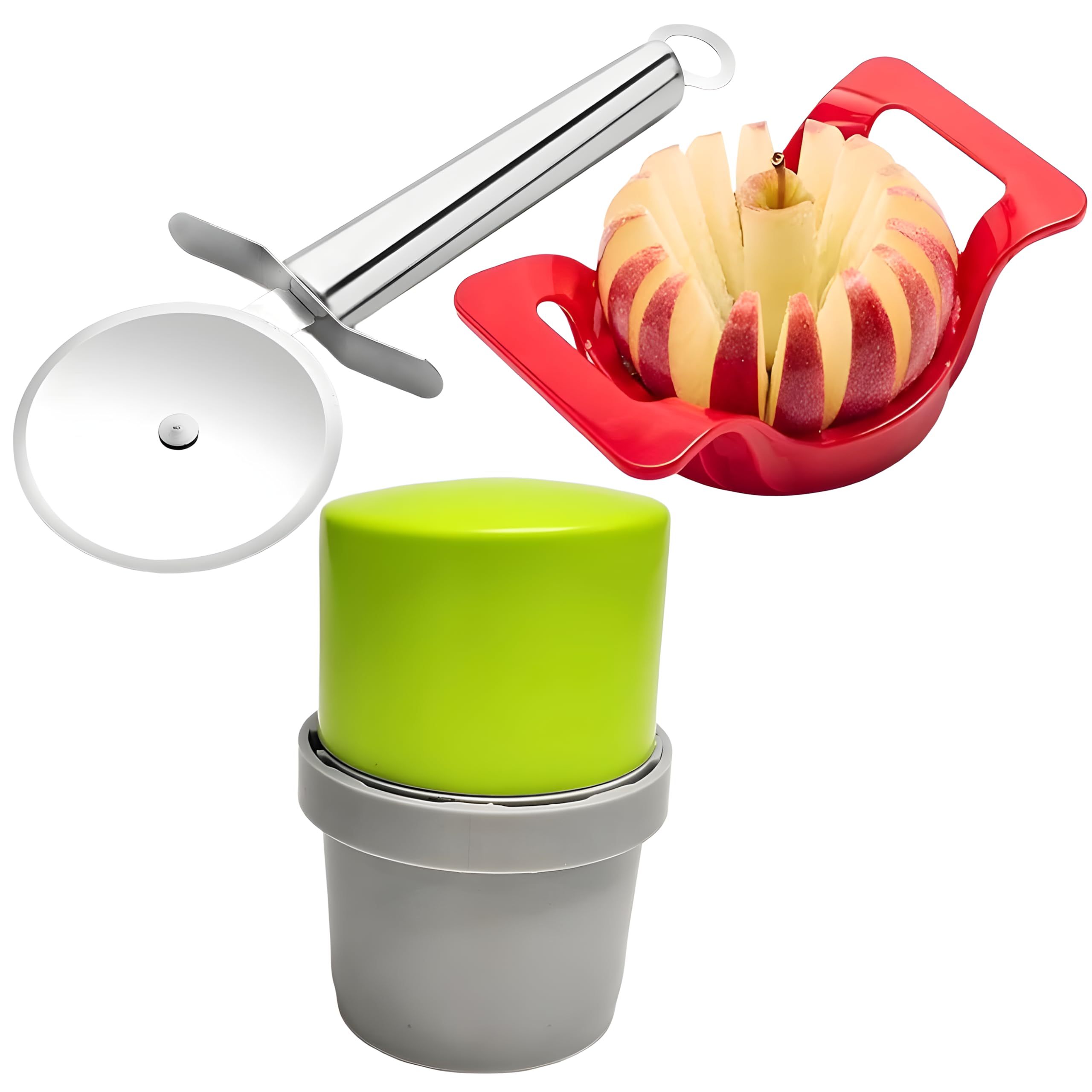 TRADETEX Stainless Steel Pizza Cutter Apple Slicer, Corer, Cutter Dry Fruit Cutter, Slicer, Grinder, Chocolate Cutter