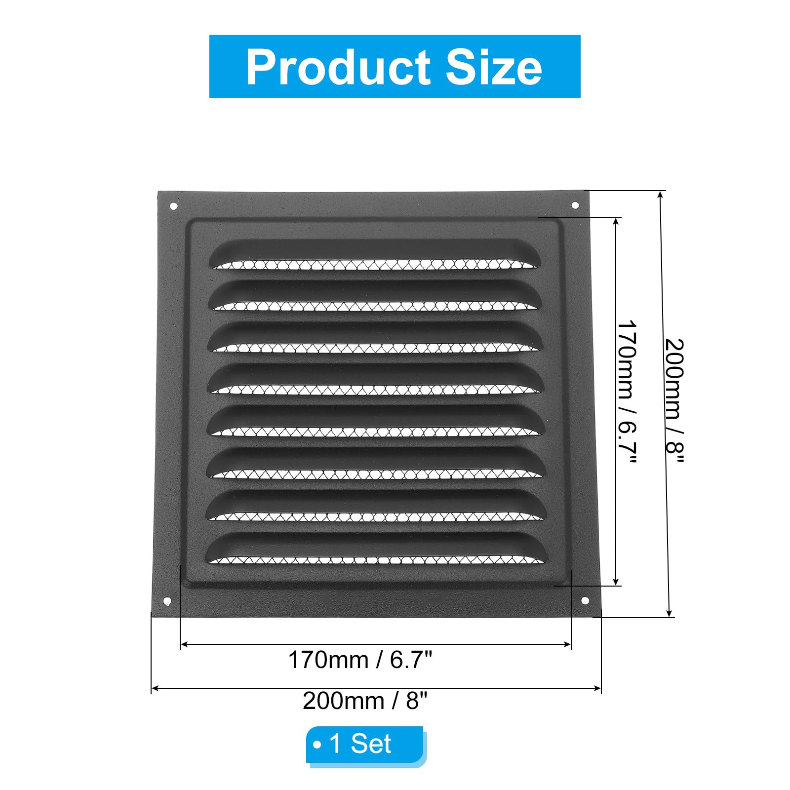 PATIKIL 8"x8" Stainless Steel Gable Vent - Image 2