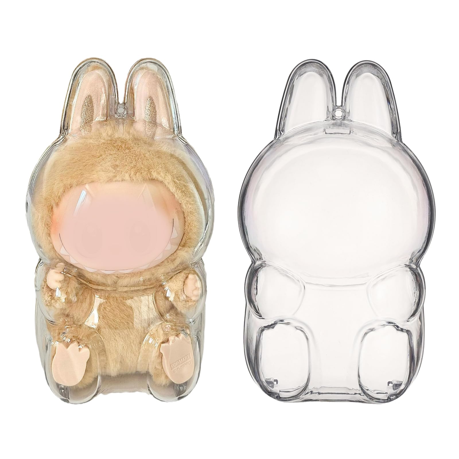 LABUBU Plush Clear Bag Keychain Hanging Display Case Protective Case Plastic PVC Storage Box, V2
