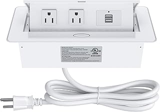 Pop up Power Strip,Recessed Electrical Outlet Power Hub Connectivity Box, Desktop Socket with 2 Outlets & 2 USB Charging Ports for Table Conference Room Countertop, UL Listed