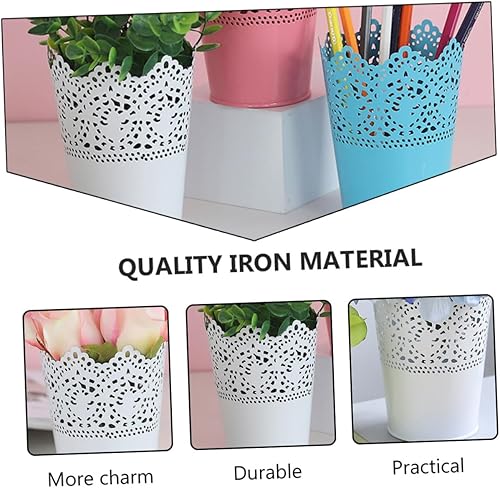 Miniatura 4 de Yardwe 2 piezas de cubo de flores de estaño, decoración rústica, florero, ramo de boda artificial, jarra decorativa de granja, arreglos florales,