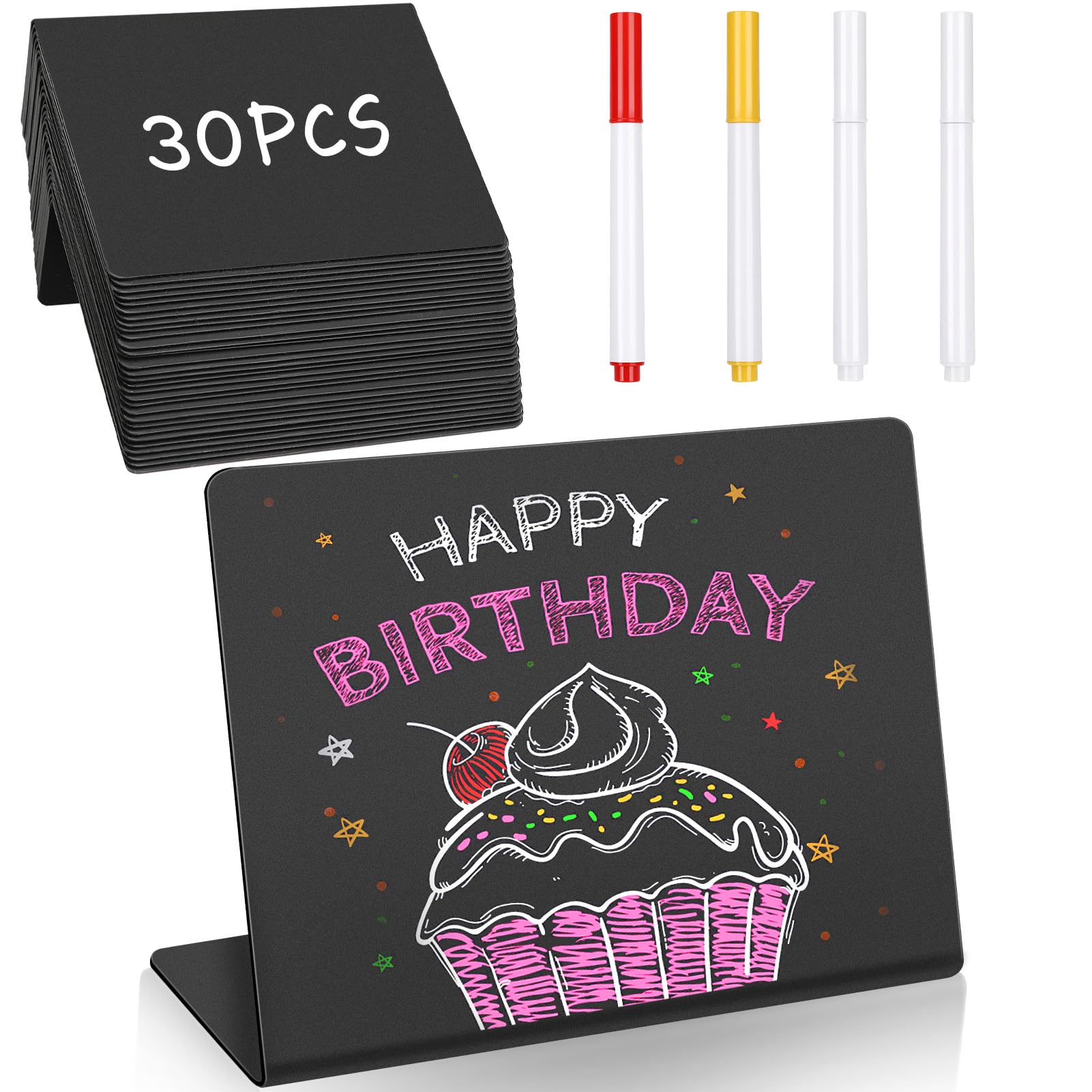 30 sztuk Mini Tablica, 10x7.5CM Mała tablica cenowa wielokrotnego użytku do bufetu, piekarni, mini tablica ogłoszeń, mała tablica łupkowa na wesele, imprezy