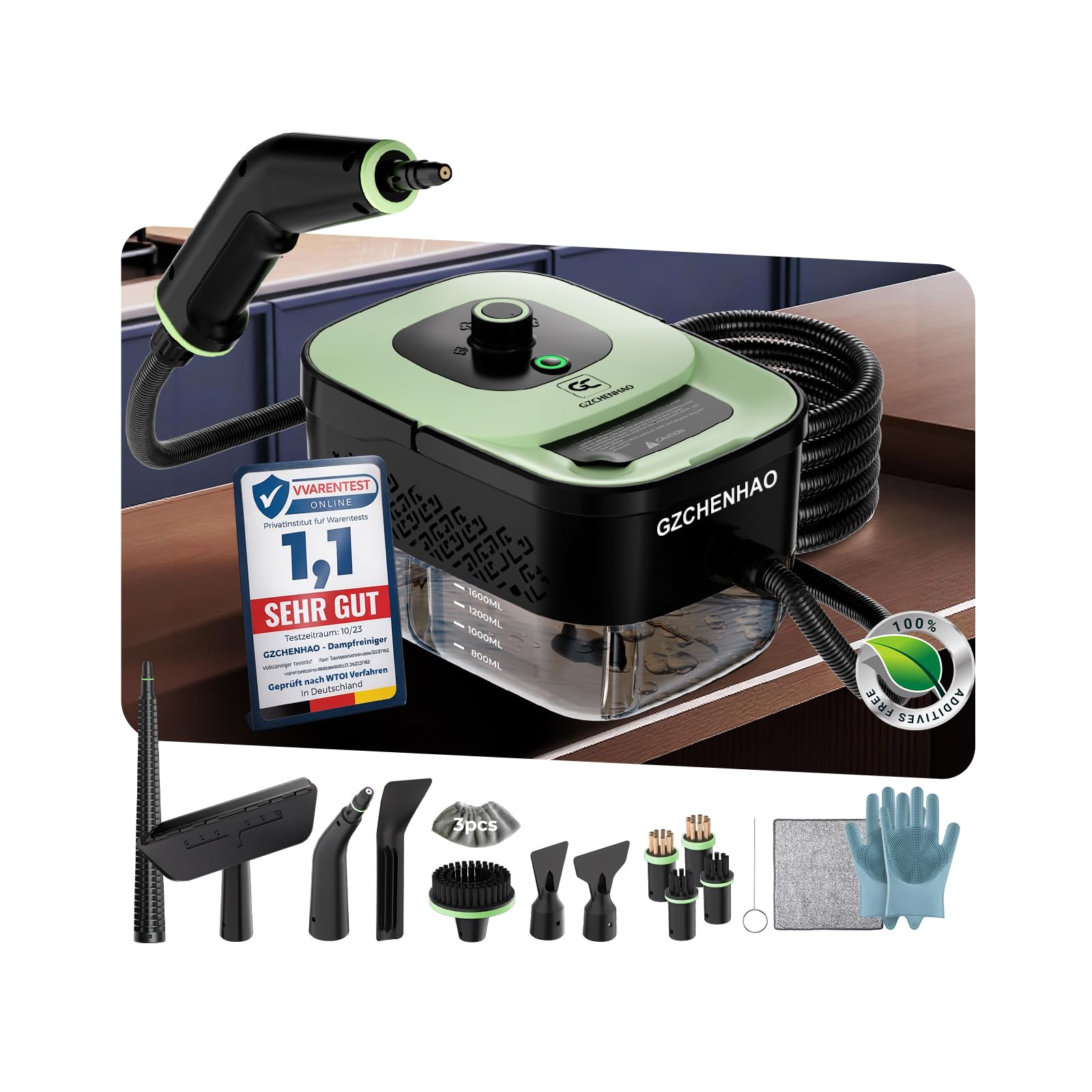 2026 Upgraded 18-IN-1 Steam Cleanersγ99.99% Germ Kill, 0% Chemβ#1 Deutsche Technologieγ2500W&9s Turbo Steam with 5 BAR Pressure,Steam Cleaner Handheld for Floor, Kitchen,Windows,Bath,Sofa&Car
