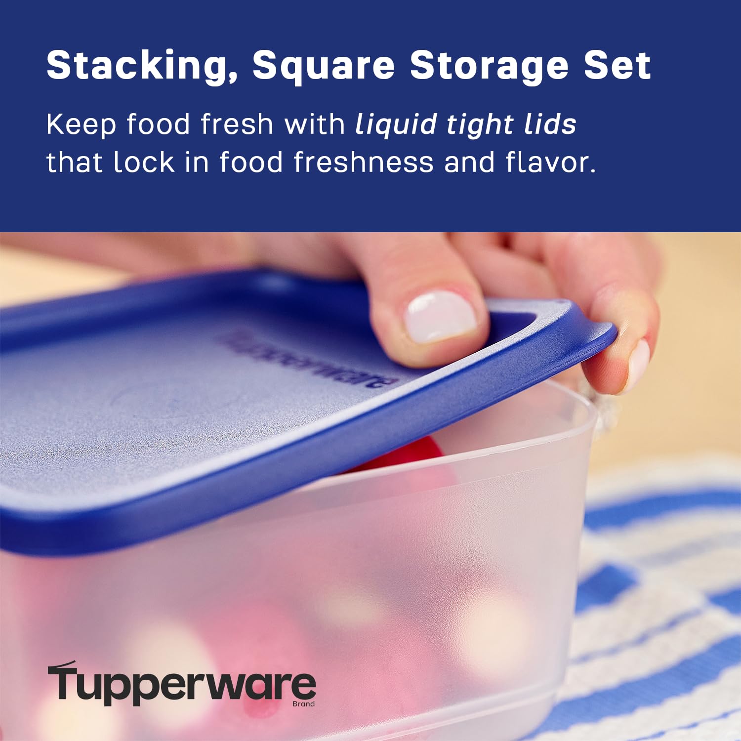 Amazon｜Tupperware Stacking Square Storage Set - Dishwasher Safe 